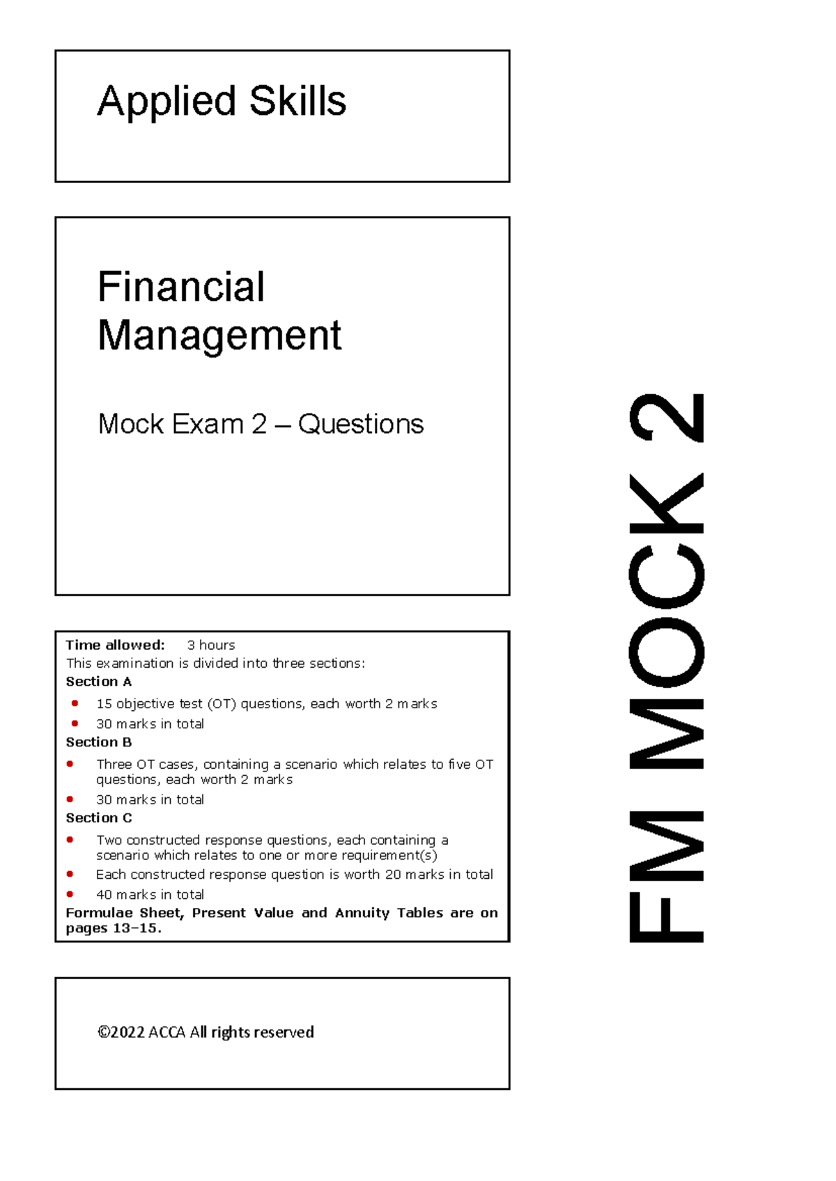 2022 ACCA Financial Management Mock Exam 2 Questions - Studocu