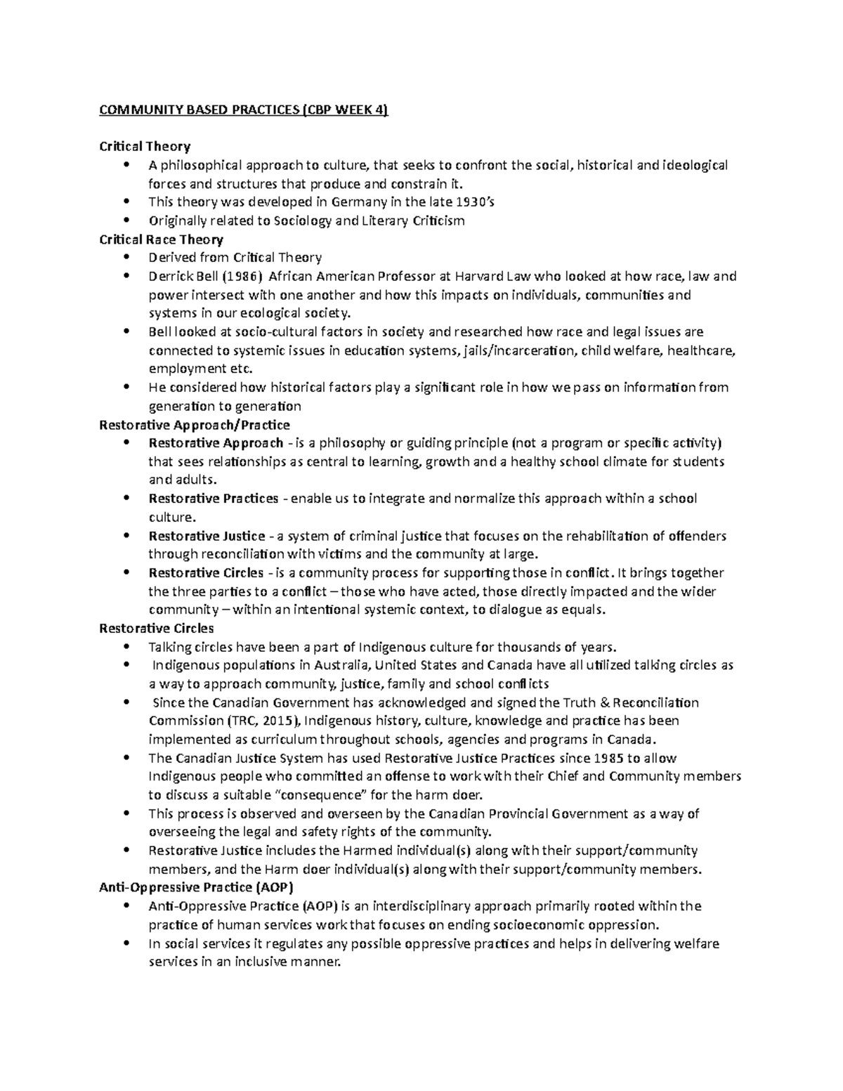 critical theory - COMMUNITY BASED PRACTICES (CBP WEEK 4) Critical ...
