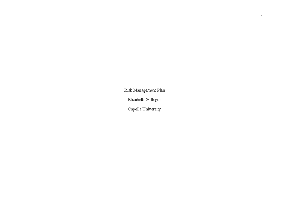 Risk Management Plan Assessment (Course: 12345) - Studocu