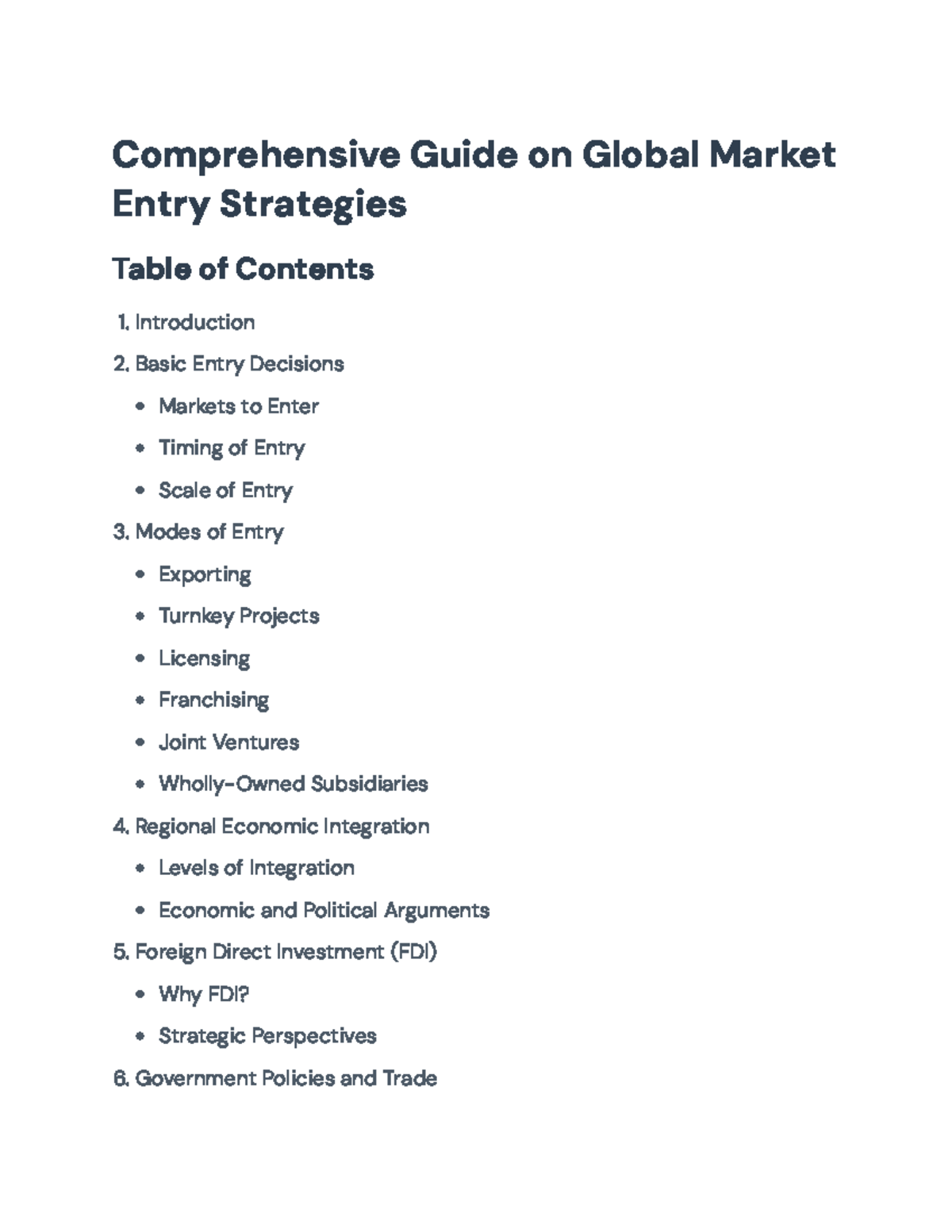 Comprehensive Guide on Global Market Entry Strategies - Government ...