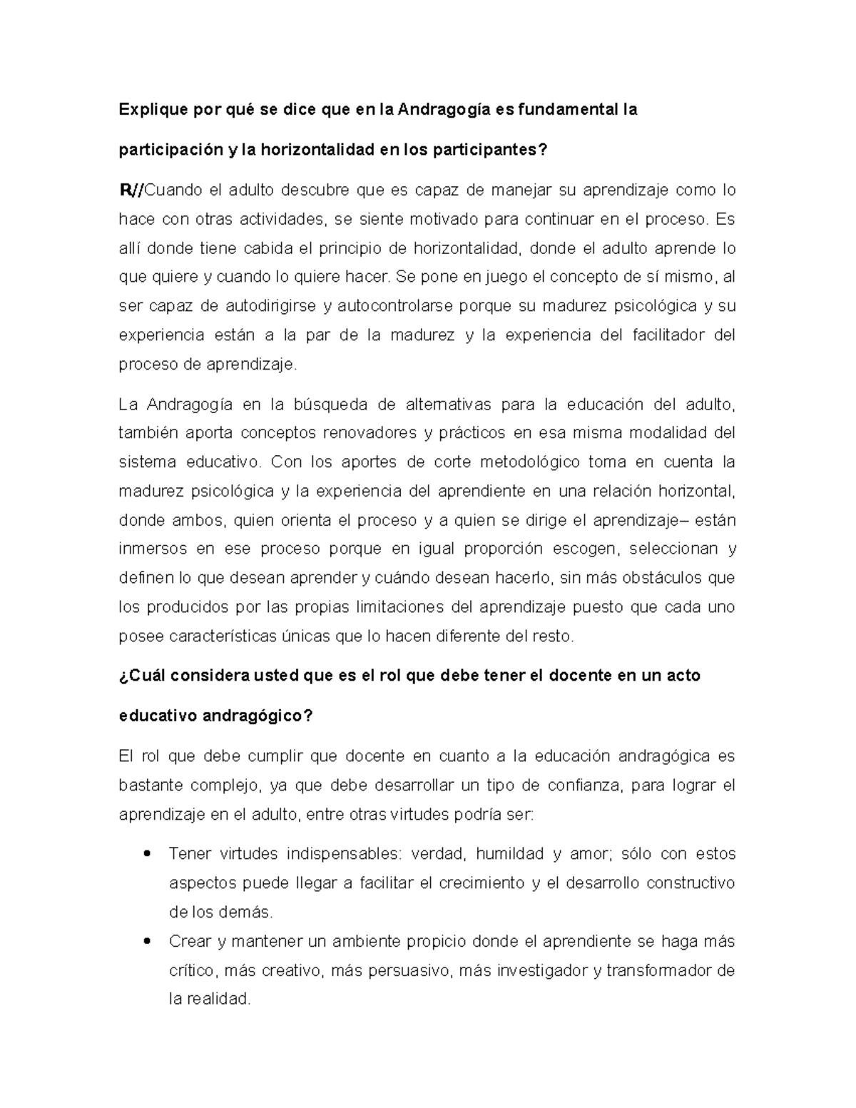 FORO 1 - Andragogía: Participación y Rol del Docente en el Aprendizaje ...
