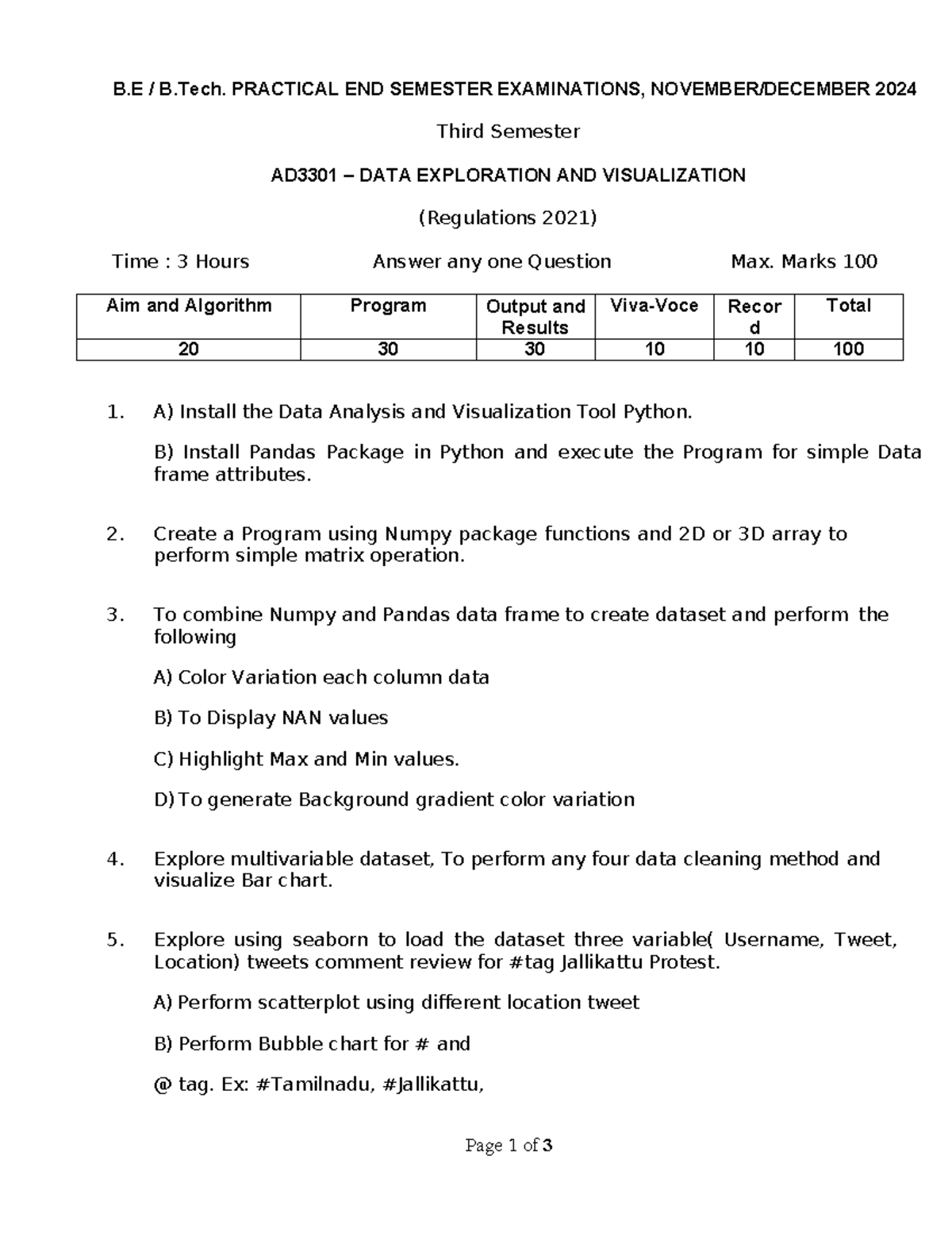 AD3301 DATA EXPLORATION & VISUALIZATION SEMESTER EXAM NOTES - Studocu