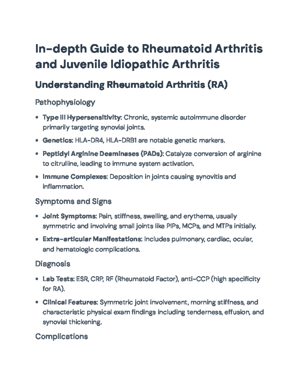 Comprehensive Overview of RA & JIA: Pathophysiology, Diagnosis ...