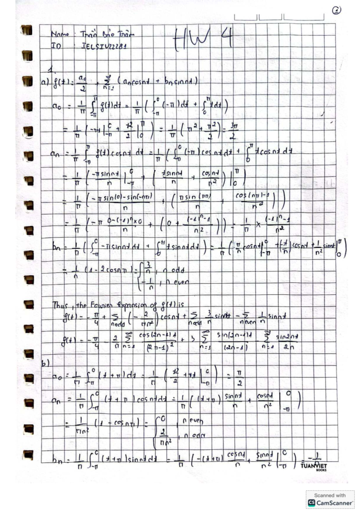 Calculus 3 HW 4: Fourier Expansions and Functions Analysis - Studocu