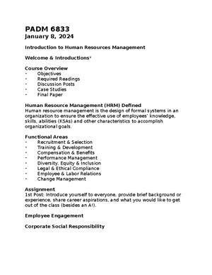 PADM 6833 The World of Public Personnel Management (01-22-24) - PADM ...