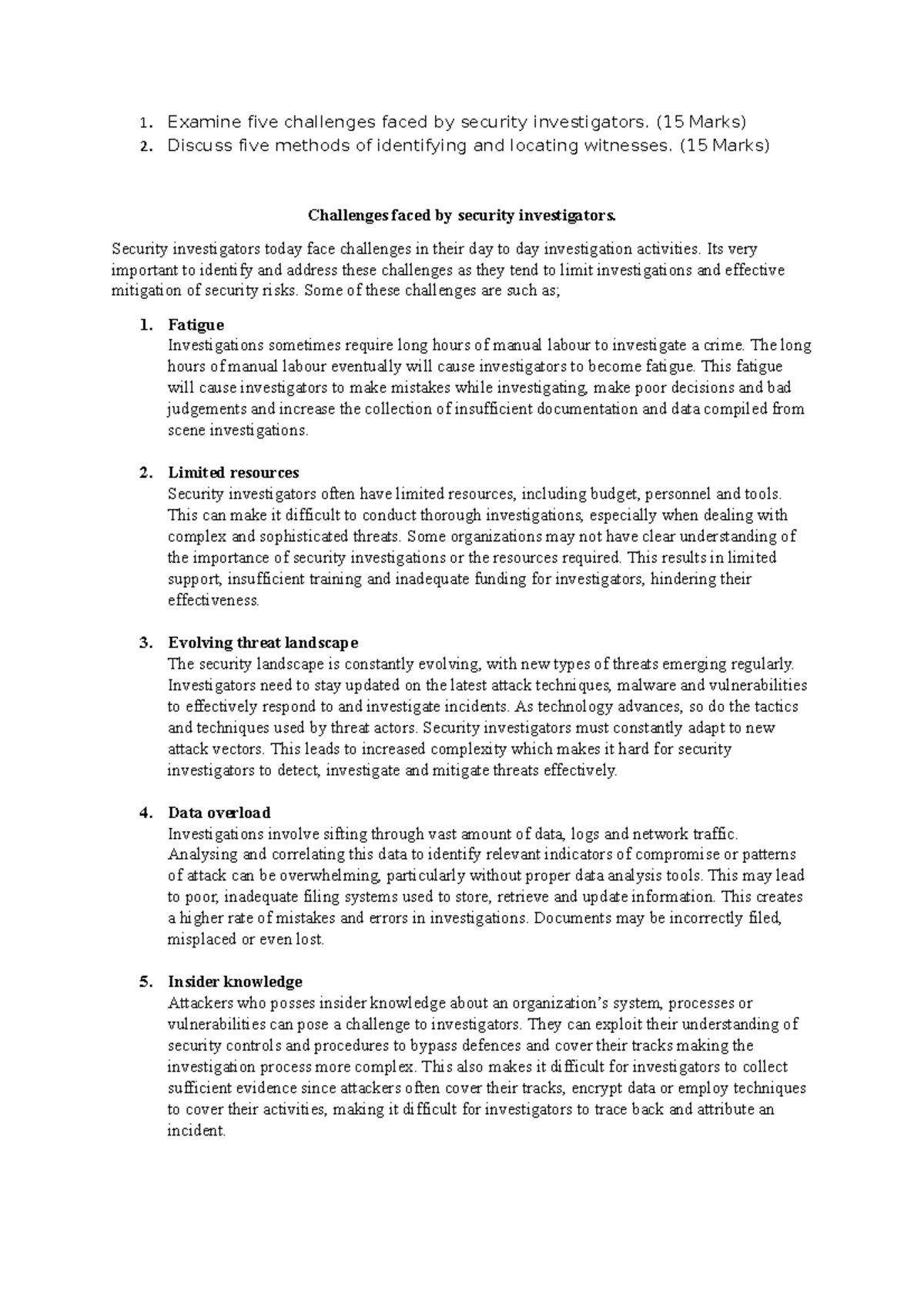 Challenges in Security Investigations: Key Issues and Solutions CAT ...