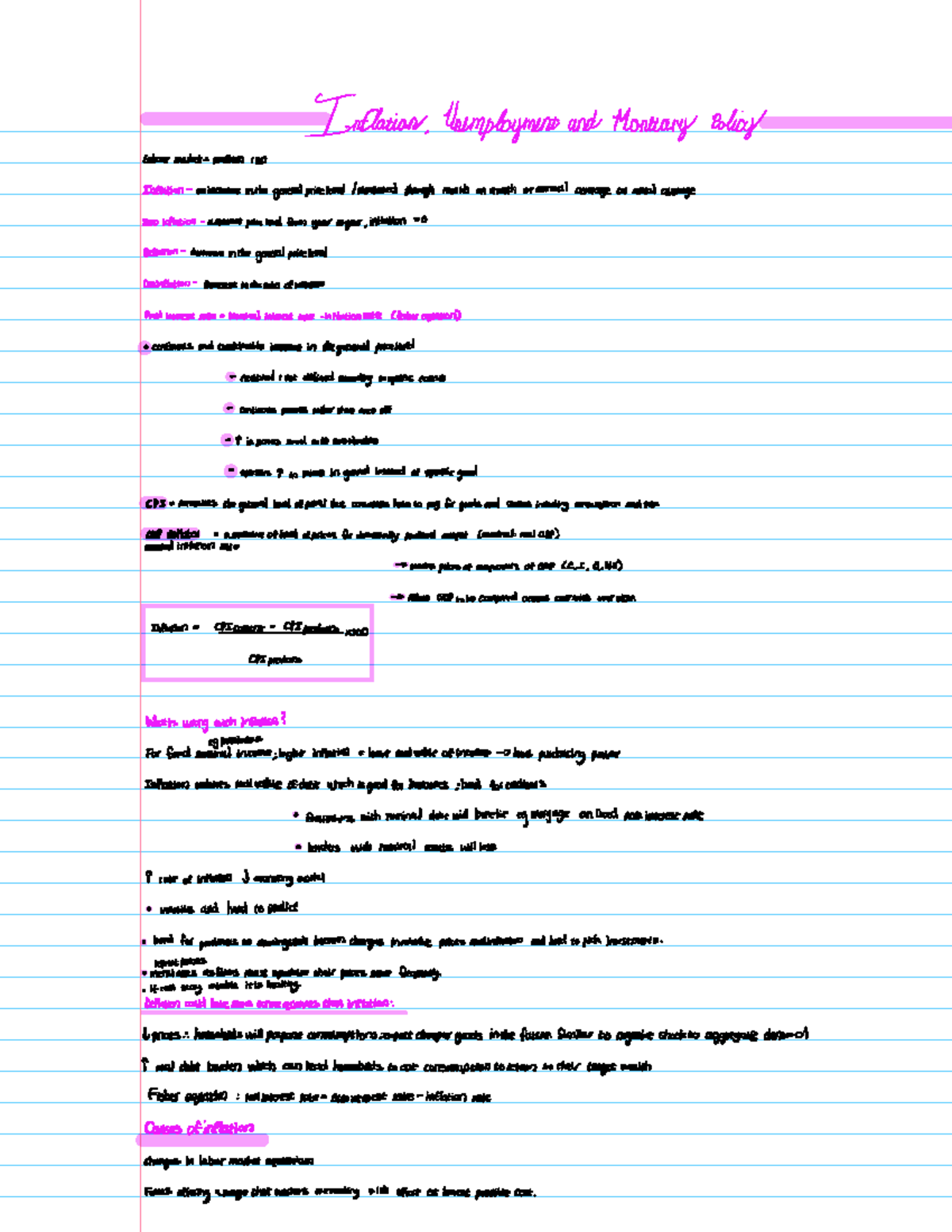 Unit 15 Class Notes: Inflation, Unemployment, and Monetary Policy - Studocu