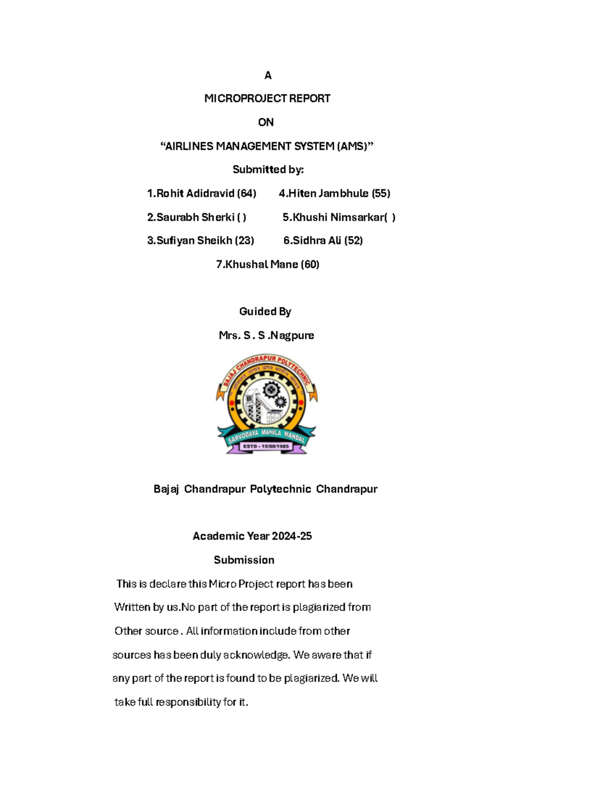 Java micro project - njhjlhlhln - A MICROPROJECT REPORT ON “AIRLINES ...