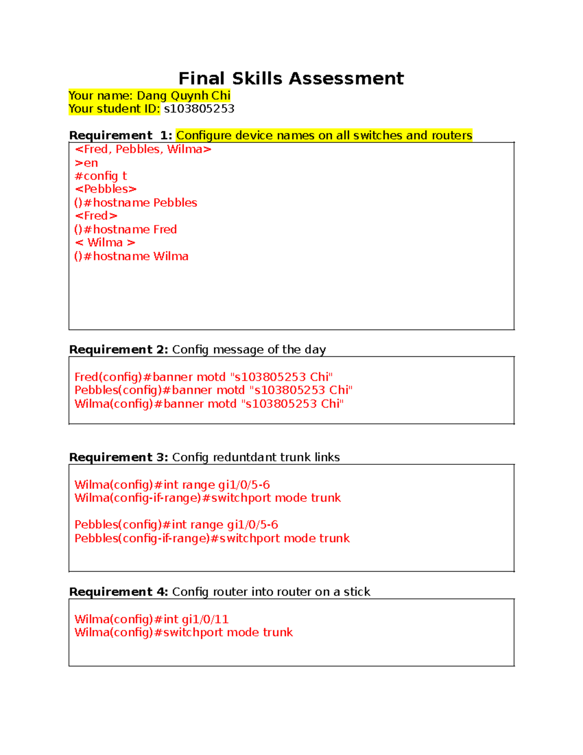 Final Skill Answers - haha - Final Skills Assessment Your name: Dang ...