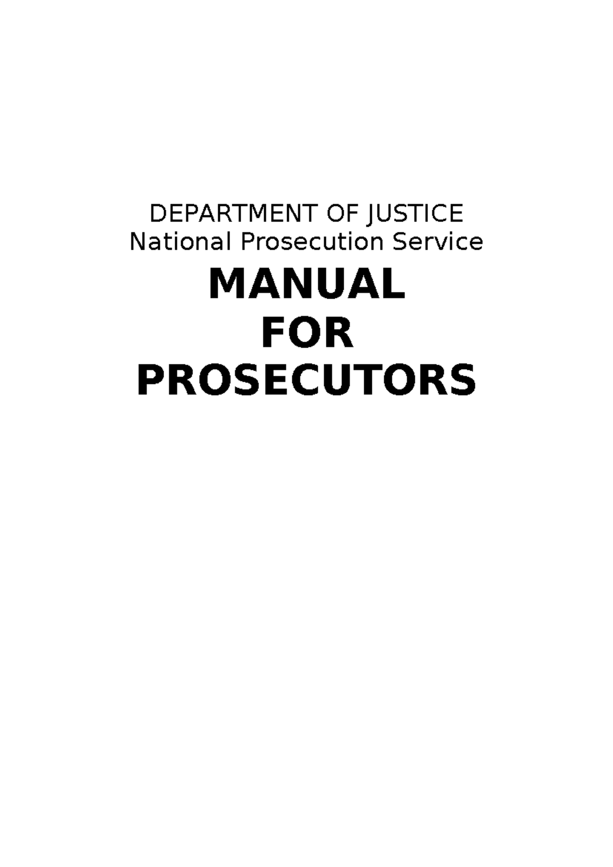 DOJ NPS Manual for Prosecutors: Comprehensive Guidelines and Procedures ...