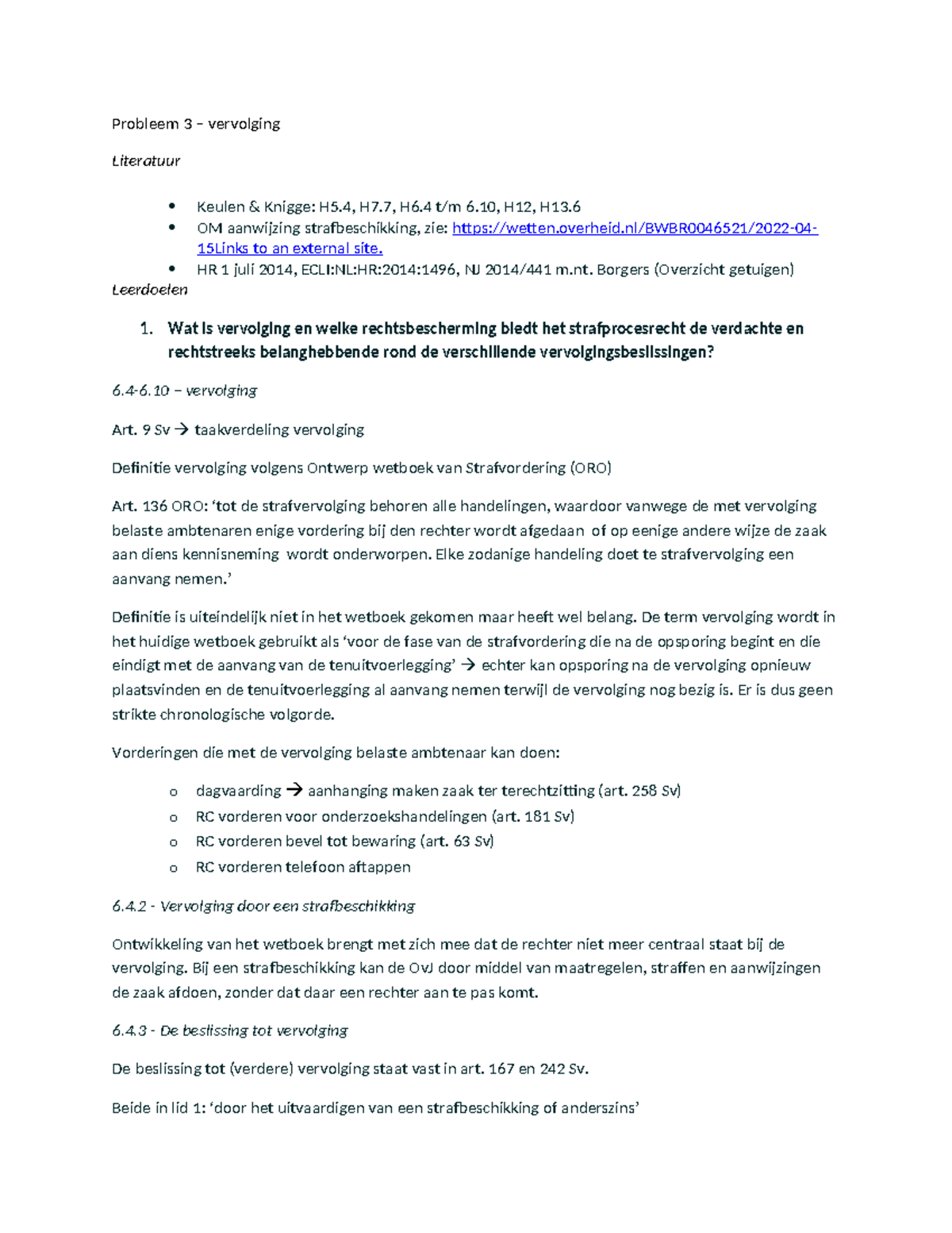 Vervolgingsrecht en Strafbeschikking in het Strafprocesrecht - H5.4, H6 ...