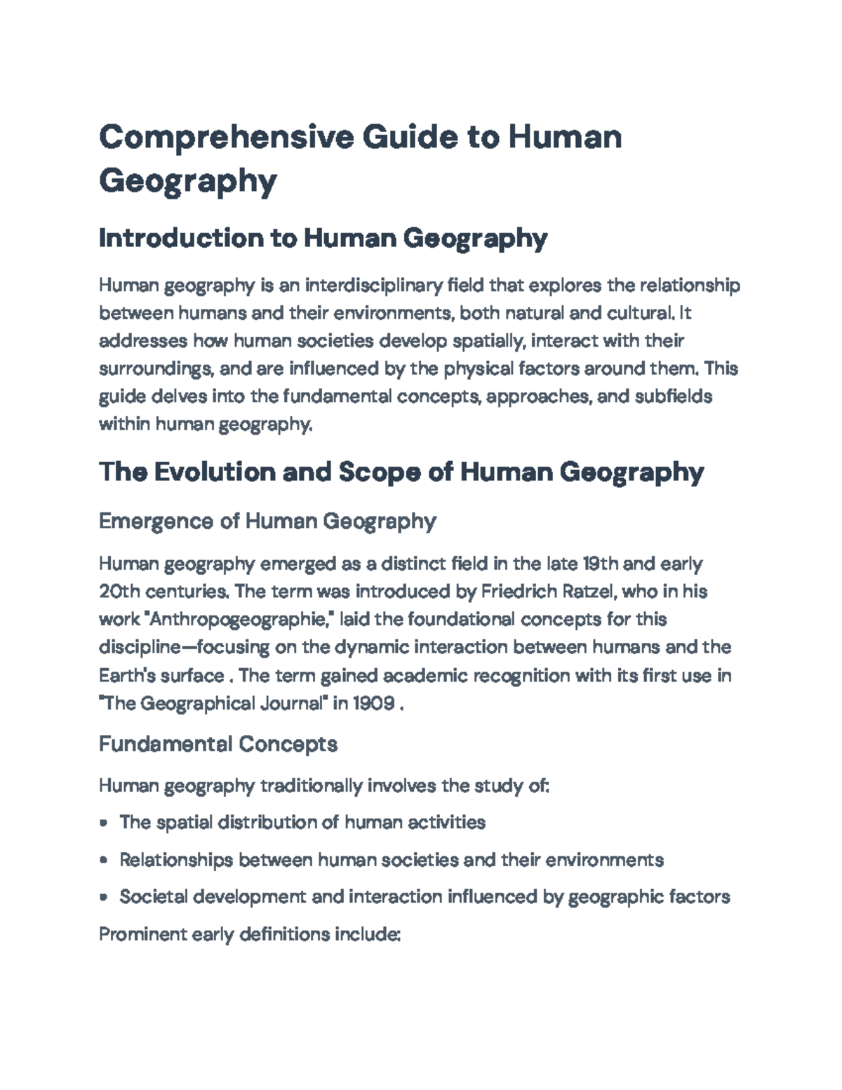 Human Geography: Concepts, Approaches, and Applications Guide ...
