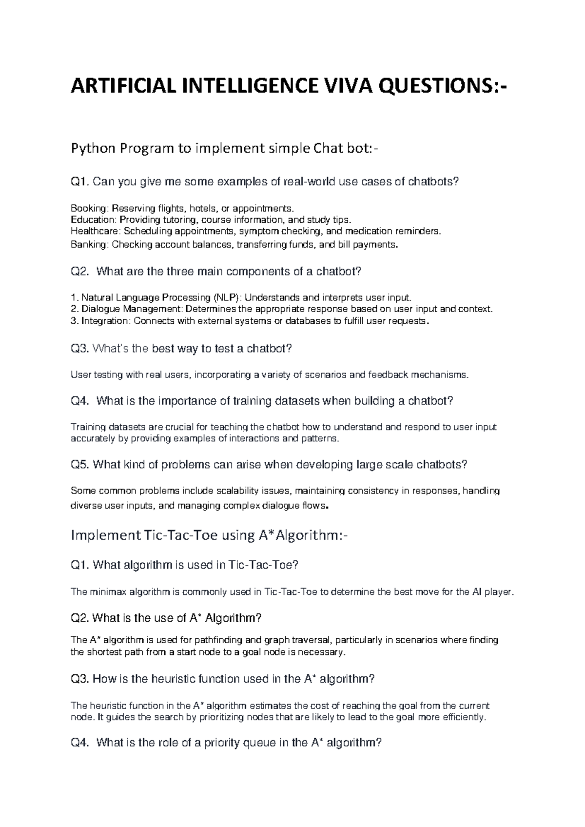 Artificial Intelligence VIVA Questions & Python Programming Insights ...