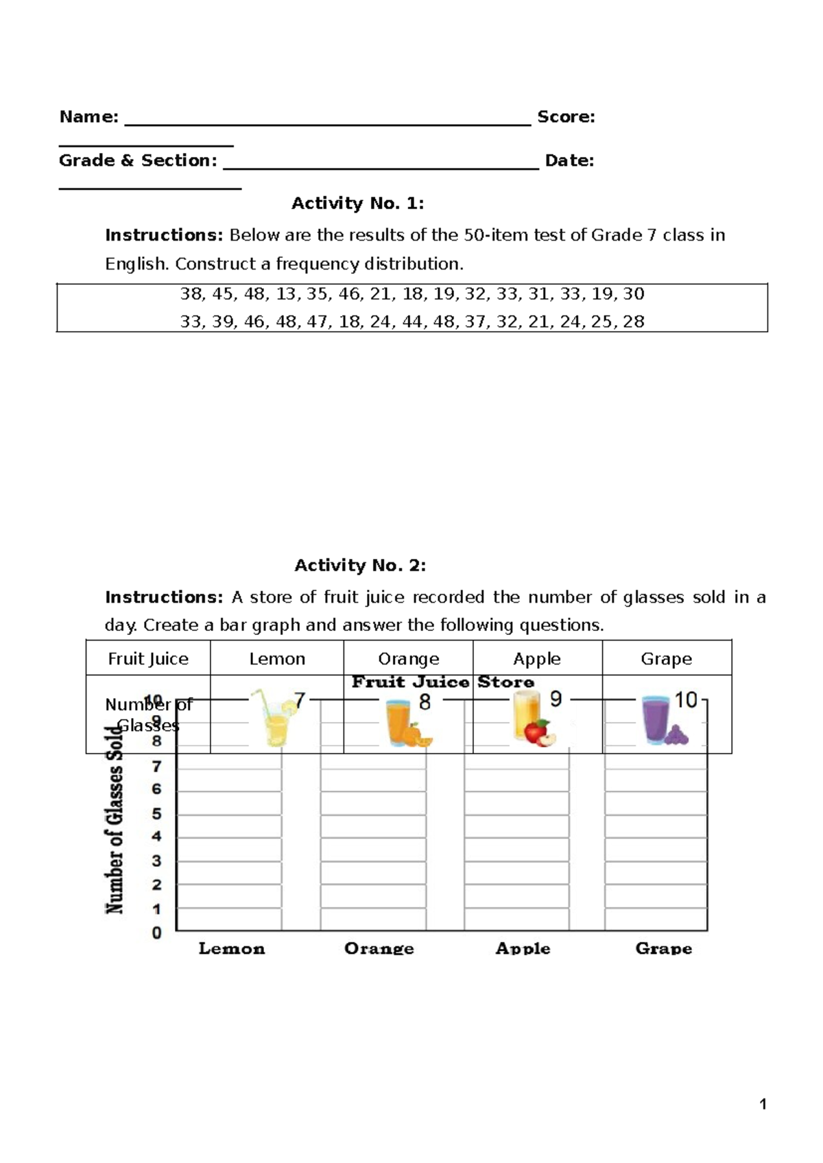 Q3 WS Math 7 Lesson: Data Analysis & Graphing Activities - Studocu