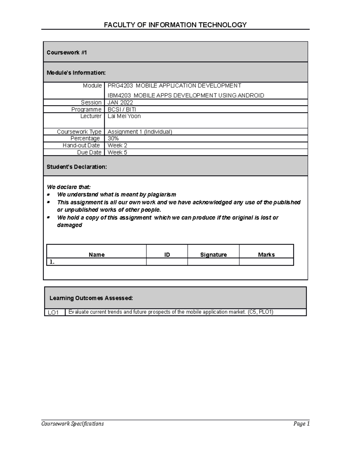 PRG4203 IBM4203Coursework Spec JAN2022 - Coursework Module’s ...