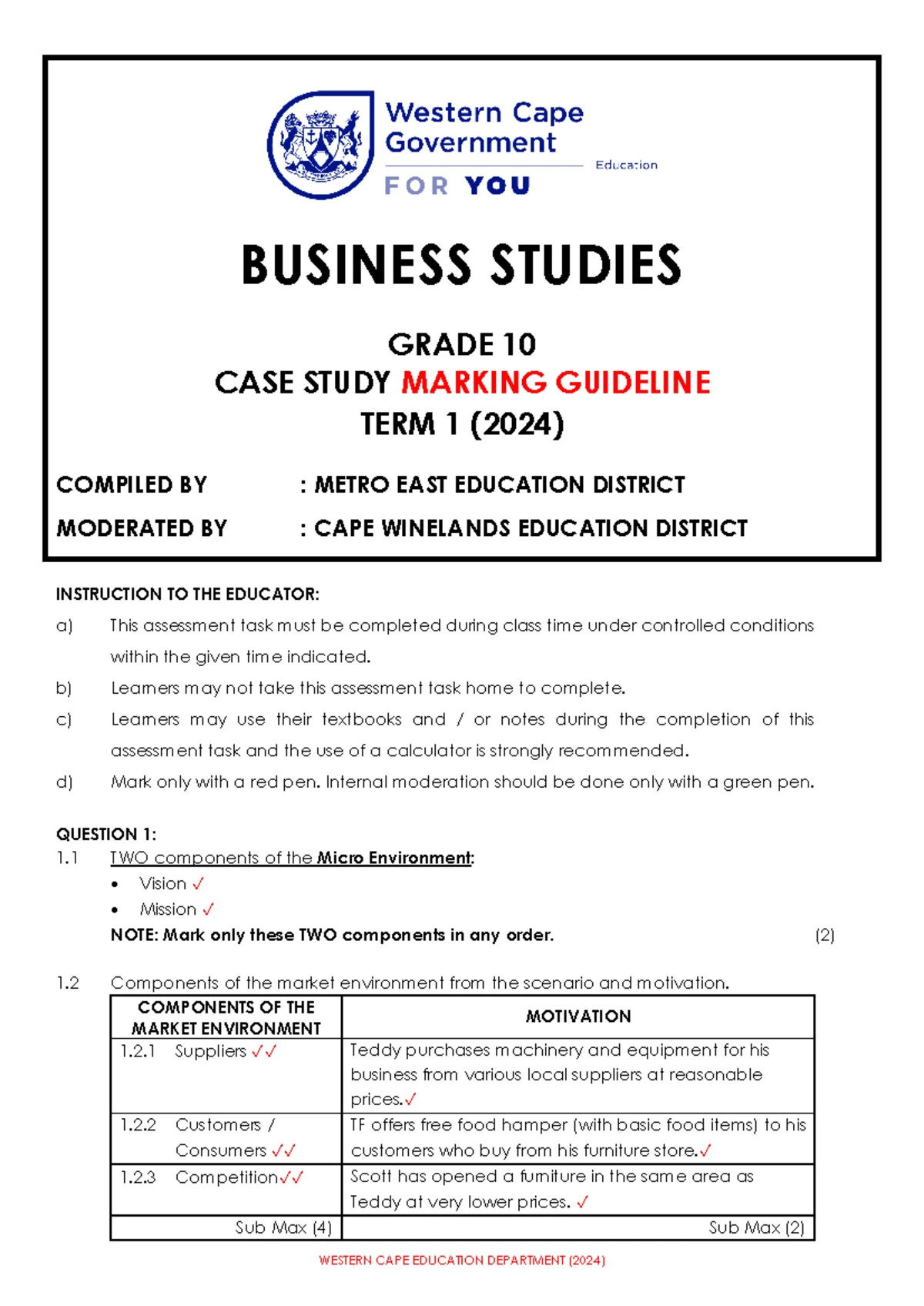 EMS Grade 8 Term 1 Controlled Test Questions JTG 2024-1 - Studocu