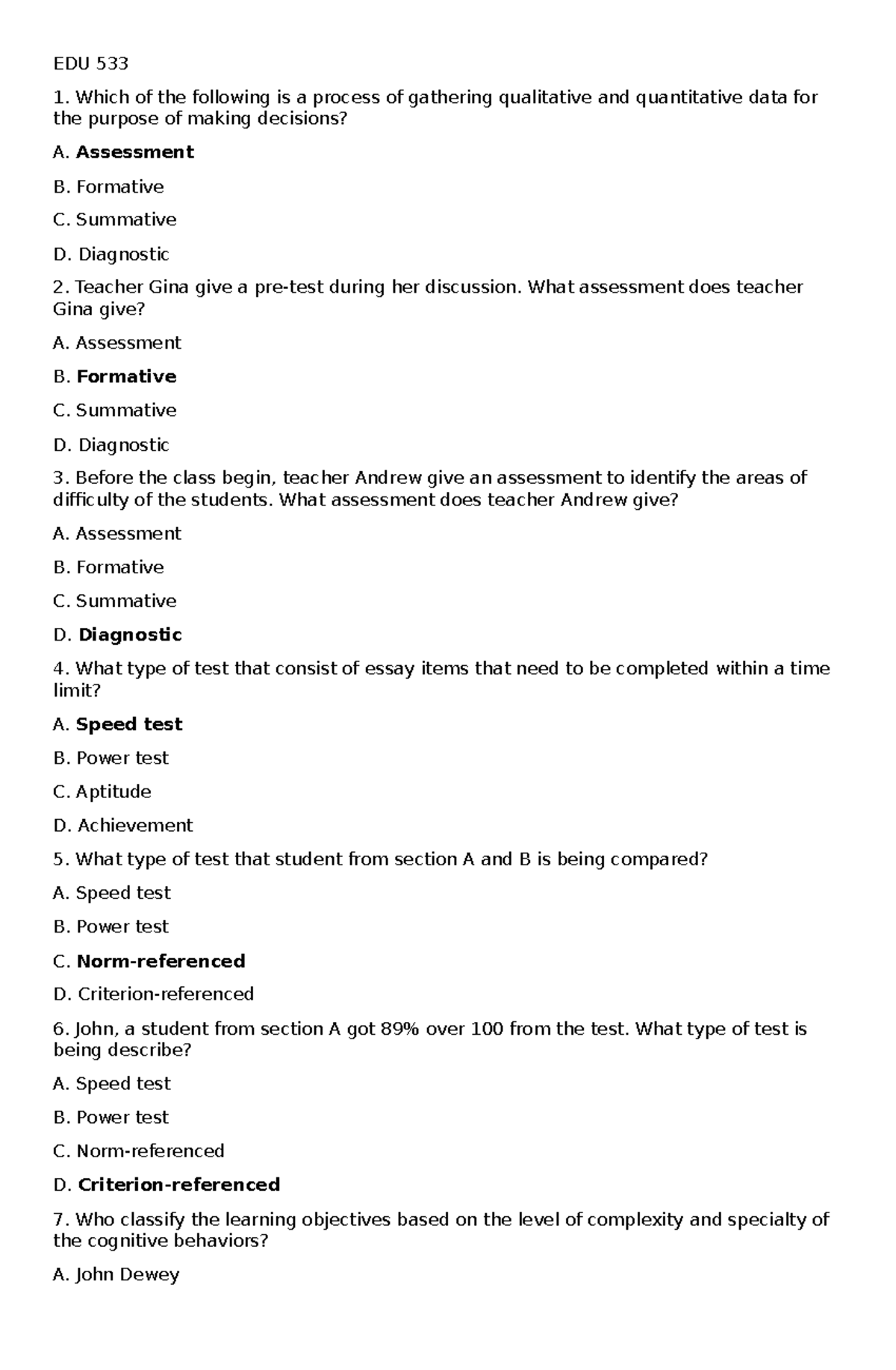EDU 533 - Comprehensive Education Assessment Notes - Studocu