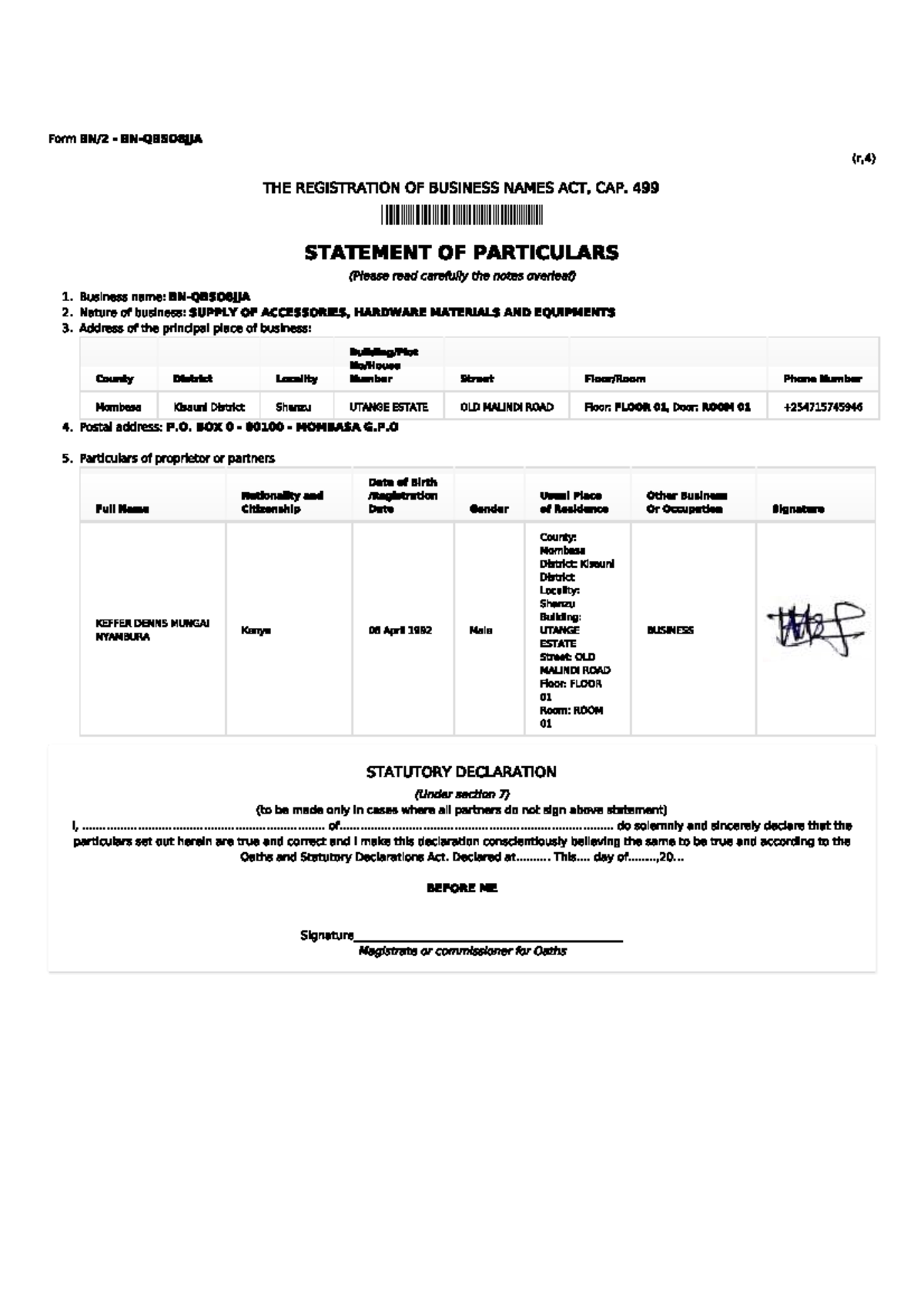 SCAN - Bachelors in Community Development: Business Names Registration ...