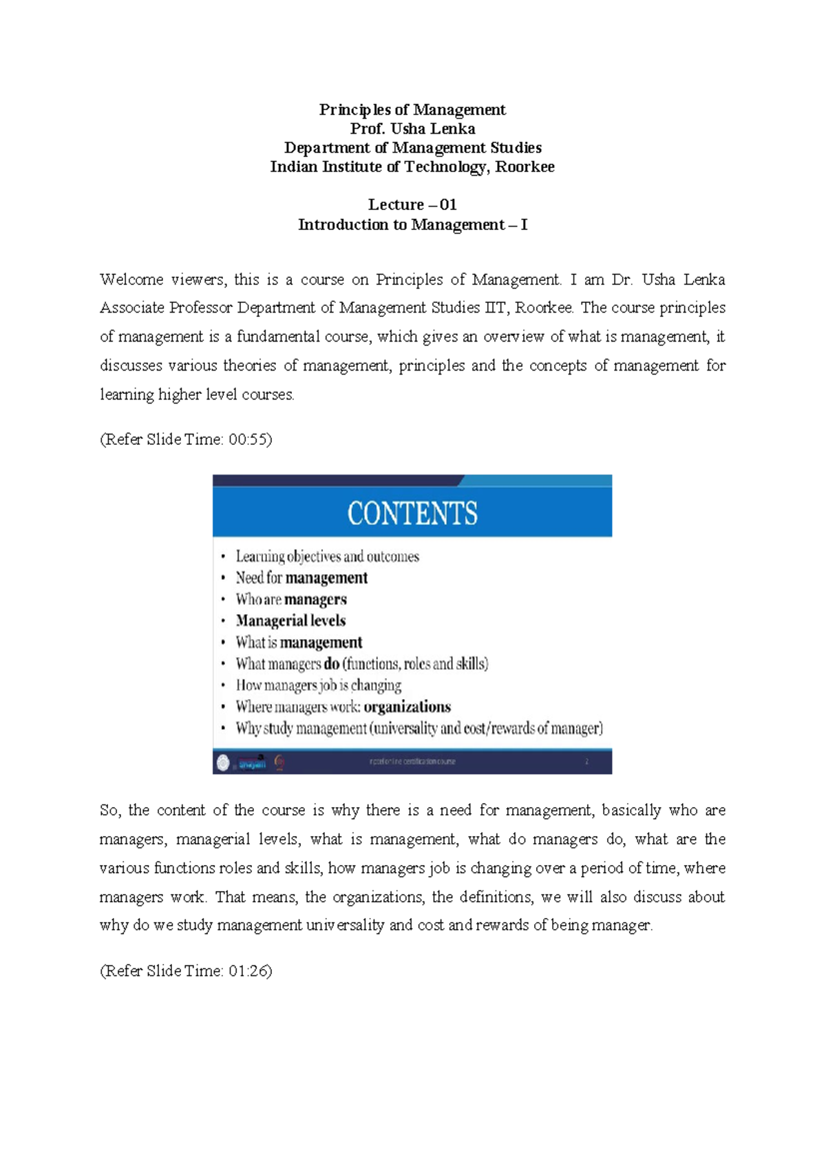 Lecture Notes: Principles of Management (Course Code: MGT101) - Studocu