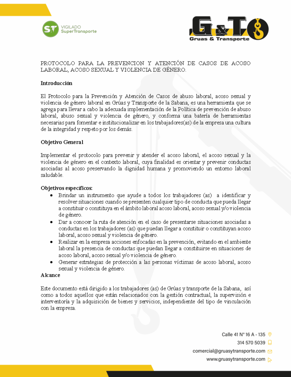 Protocolo para la prevención y atención de casos de acoso Laboral ...