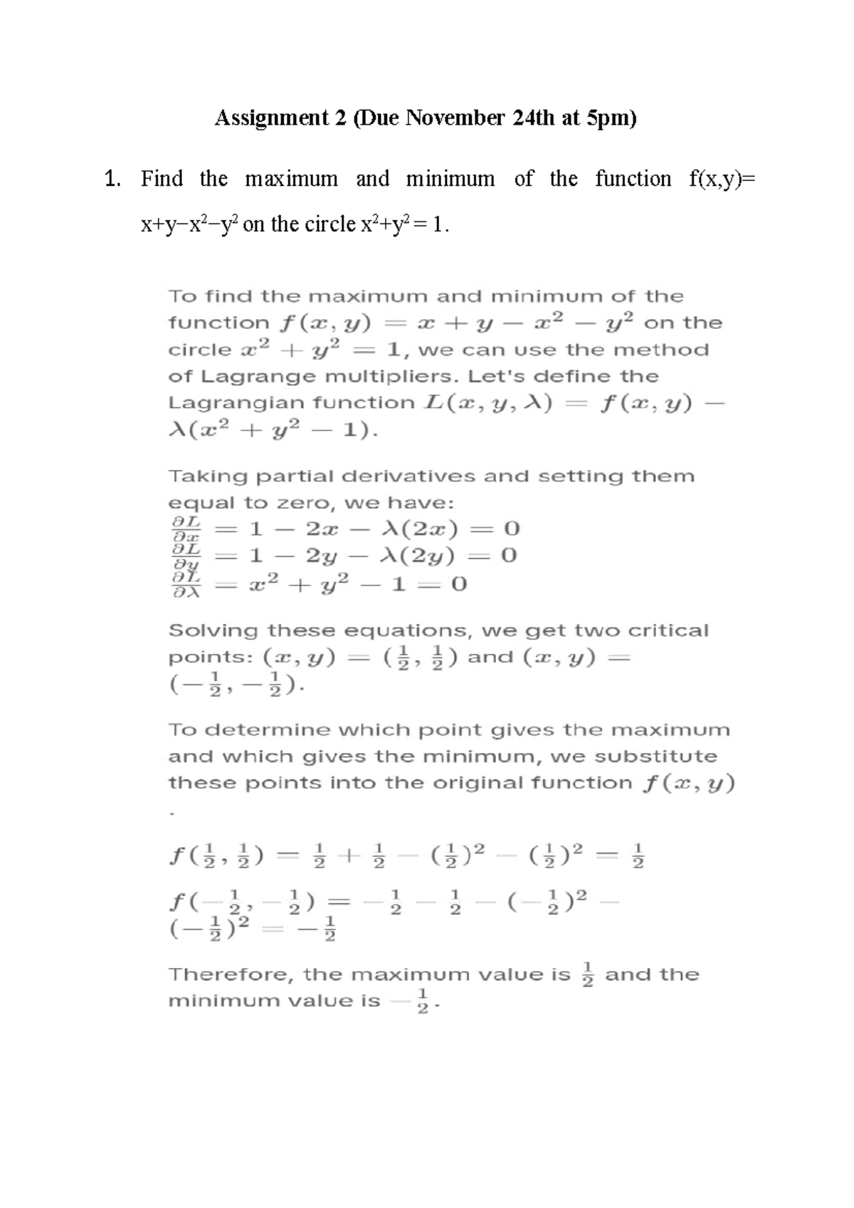 Assignment 2: Calculus Optimization & Integration Problems - Studocu