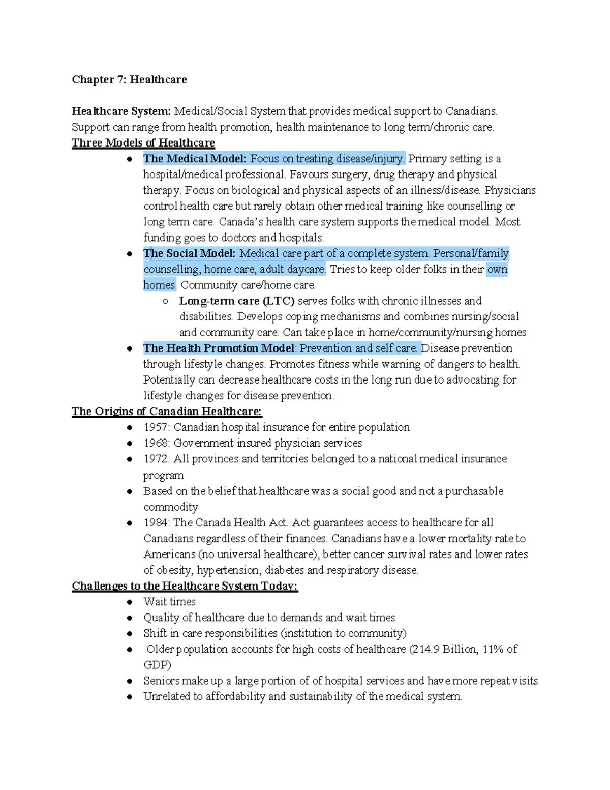 Health and Aging 1BB3 - Comprehensive Lecture Notes Overview - Studocu