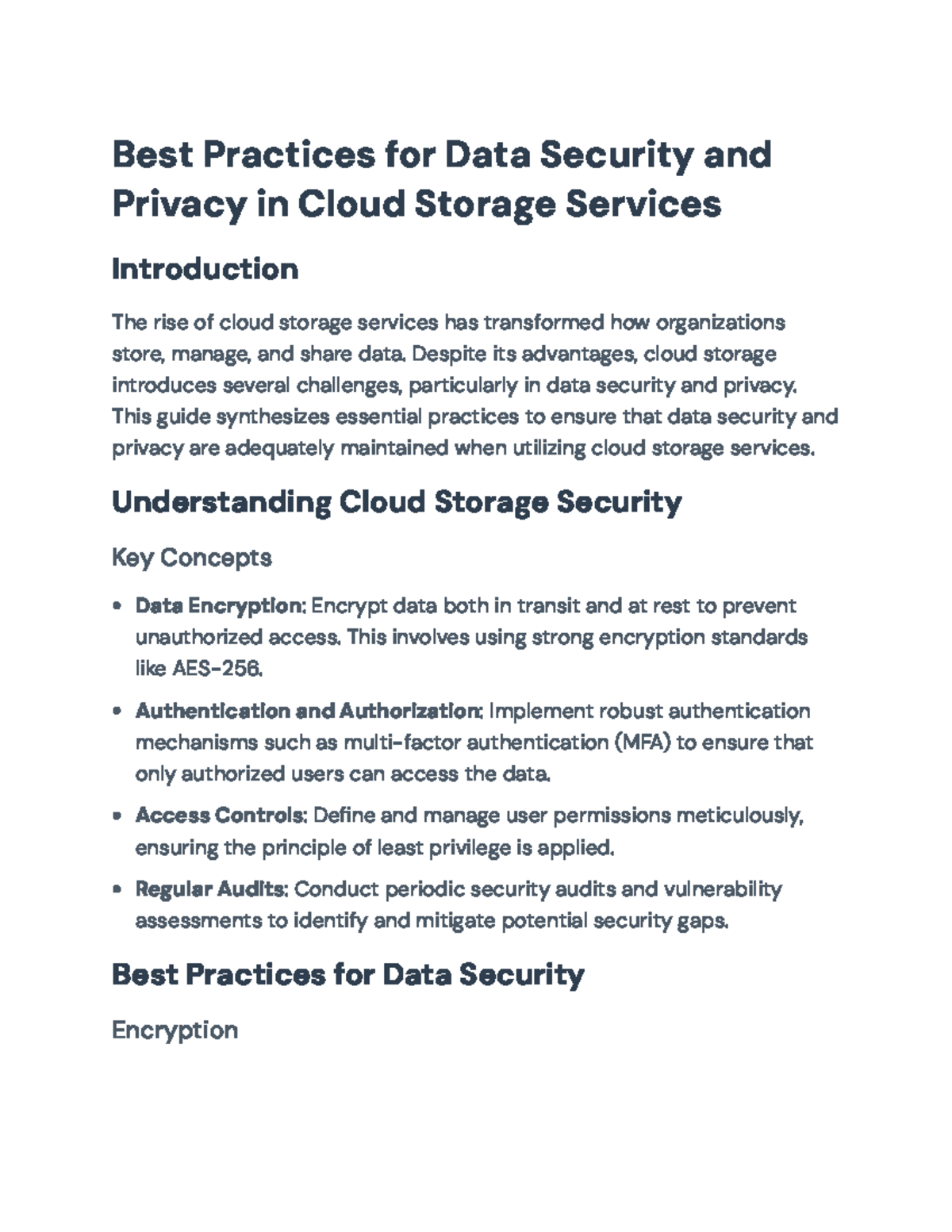 Best Practices for Data Security & Privacy in Cloud Storage Services ...