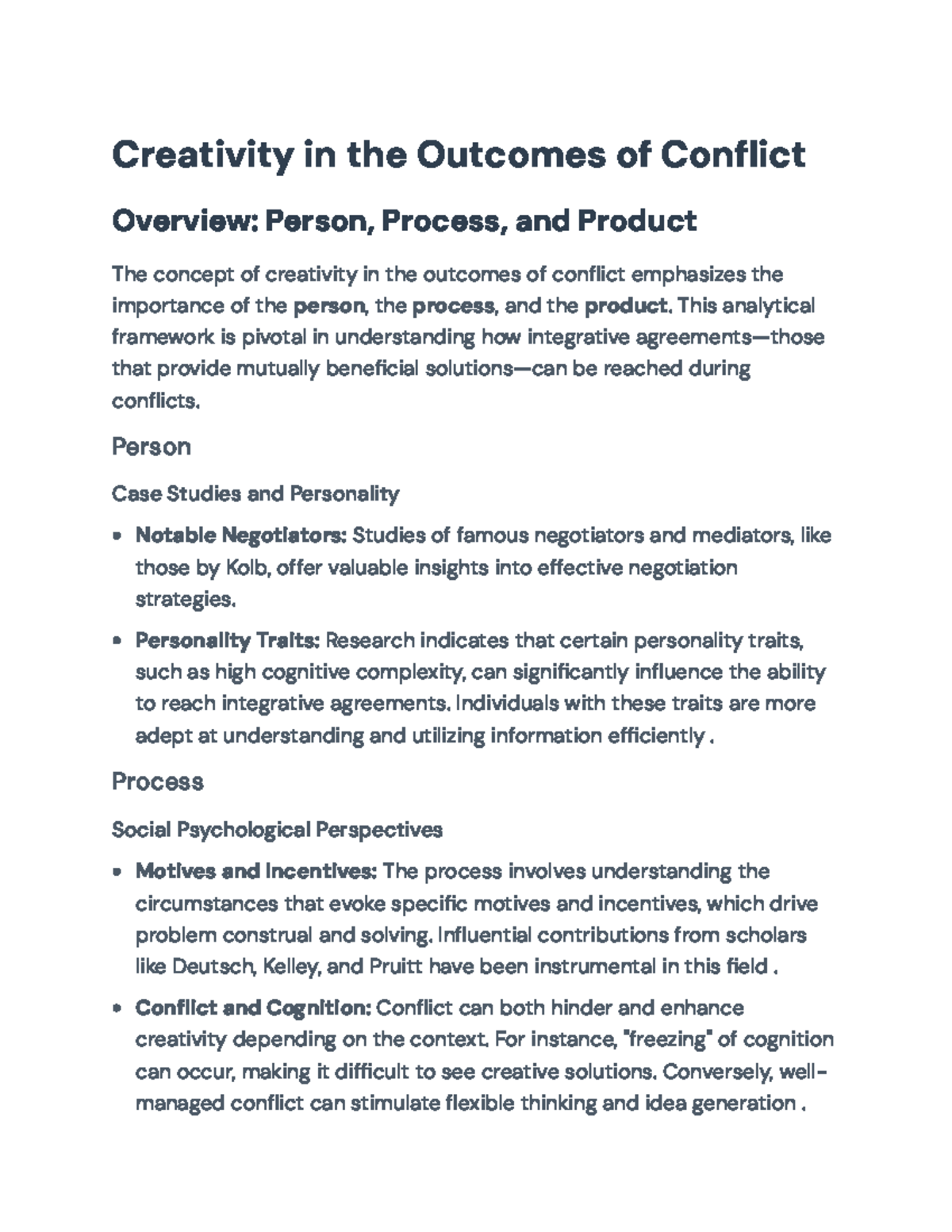 Creativity in Conflict Resolution: Analyzing Integrative Agreements ...