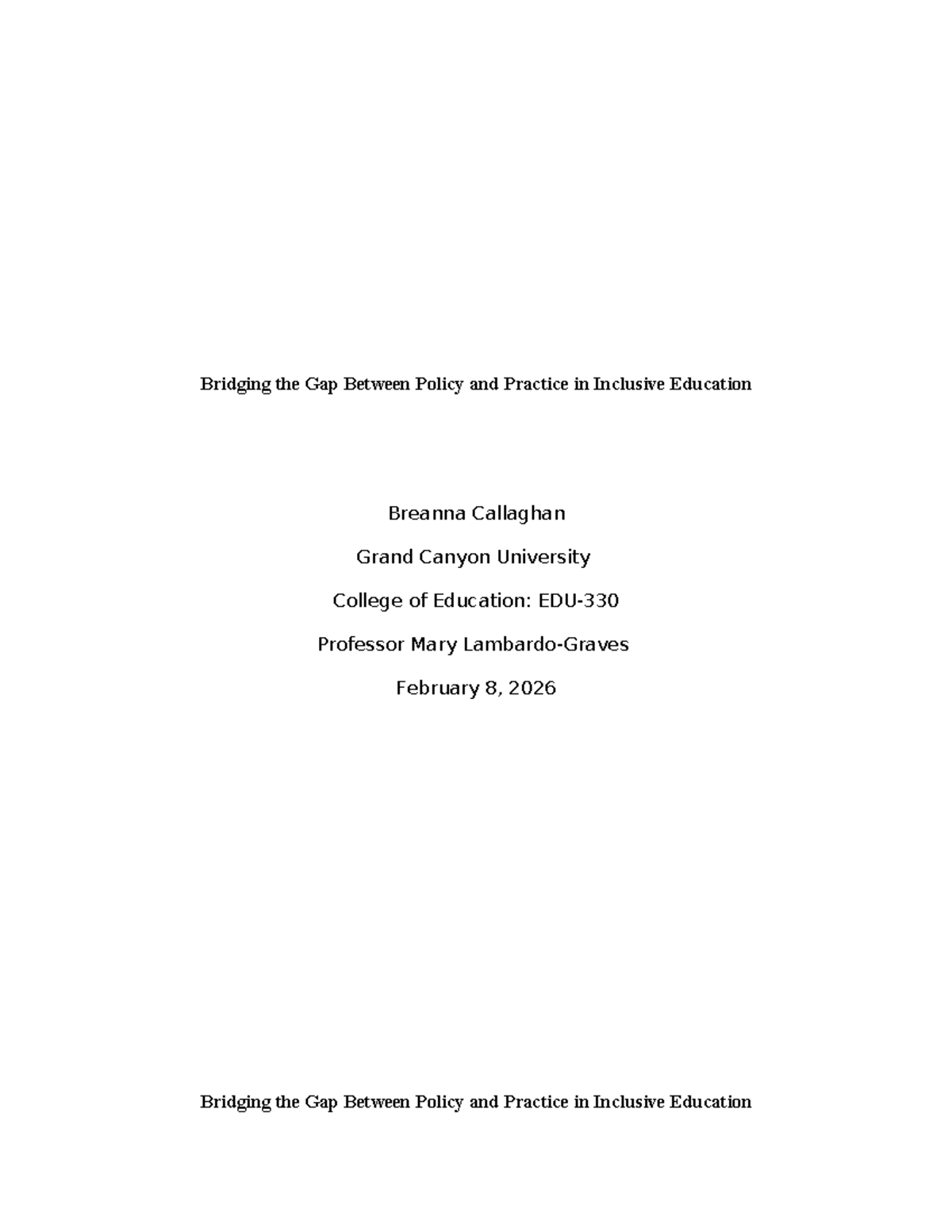 EDU 501: Bridging Policy and Practice in Inclusive Education - Studocu