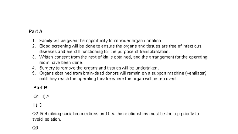 LCC113 WEEK 5 - Organ Donation & Social Connections Notes - Studocu