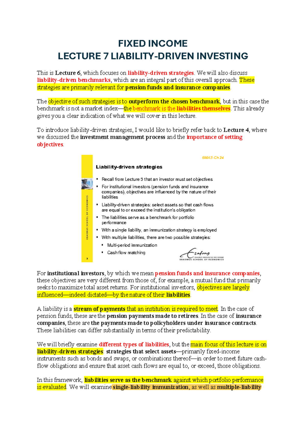 Fixed Income LECTURE 7: Strategies for Liability-Driven Investing ...
