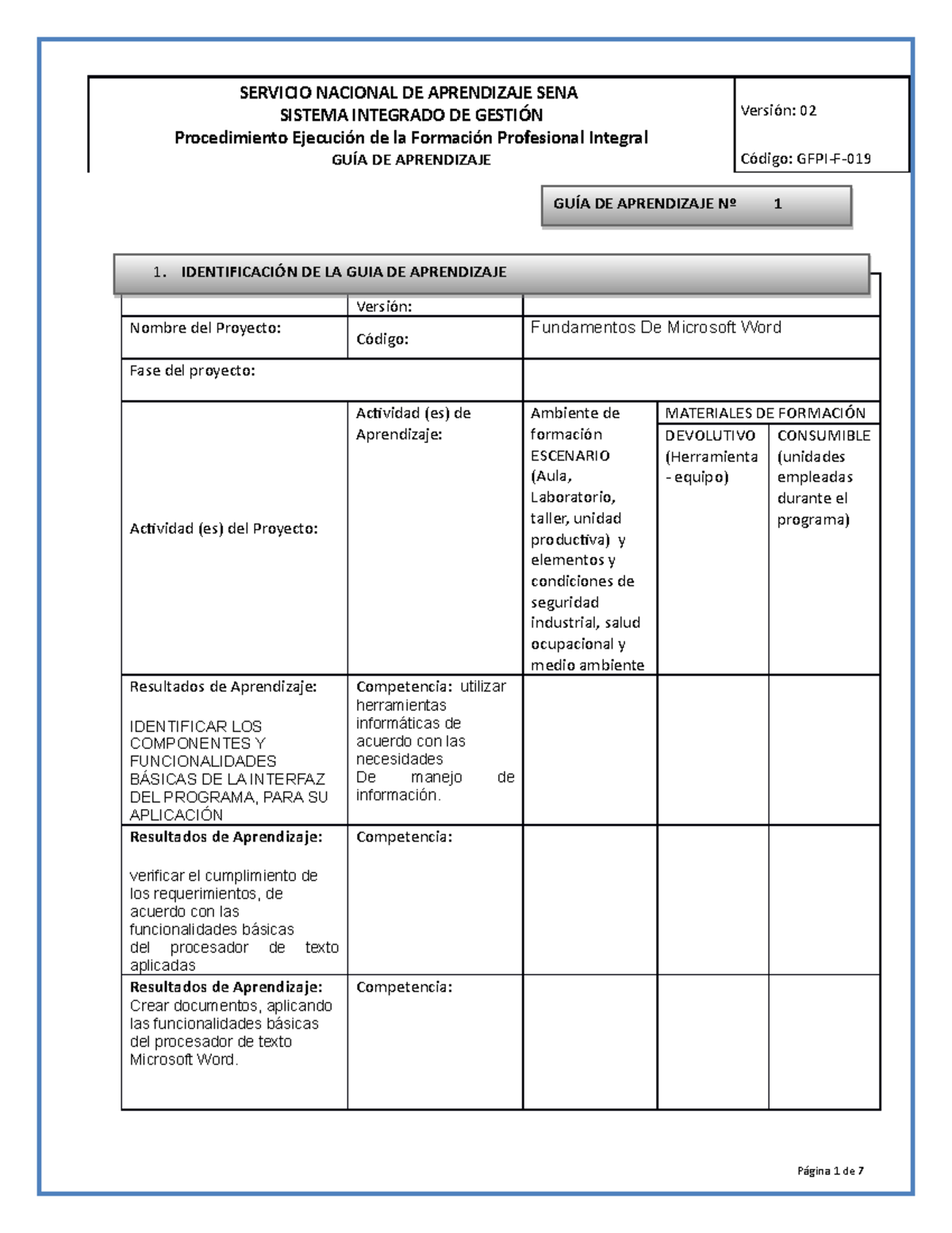 Guía de Aprendizaje en Fundamentos de Microsoft Word - GFPI-F- - Studocu