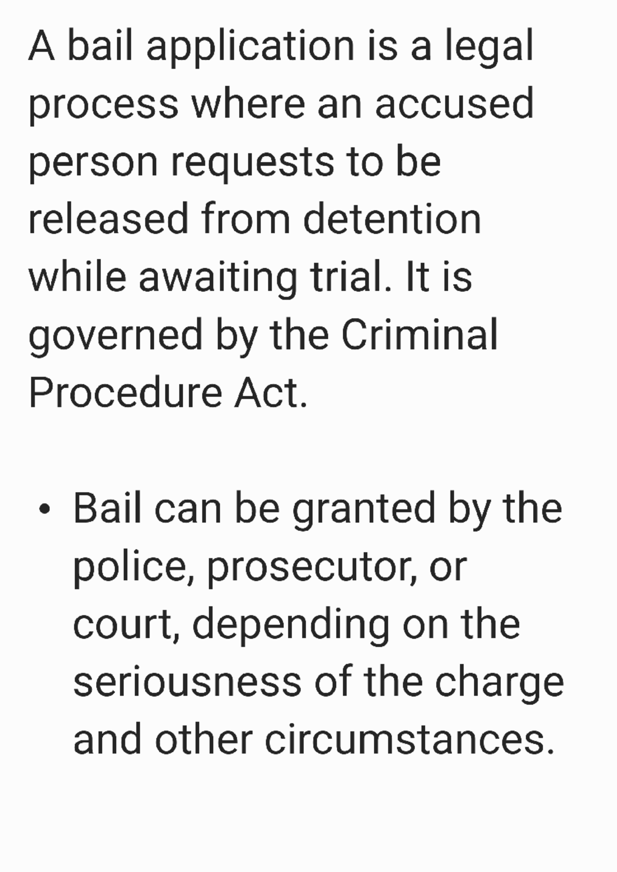Bail Application Overview - Short Notes on Legal Process - Studocu
