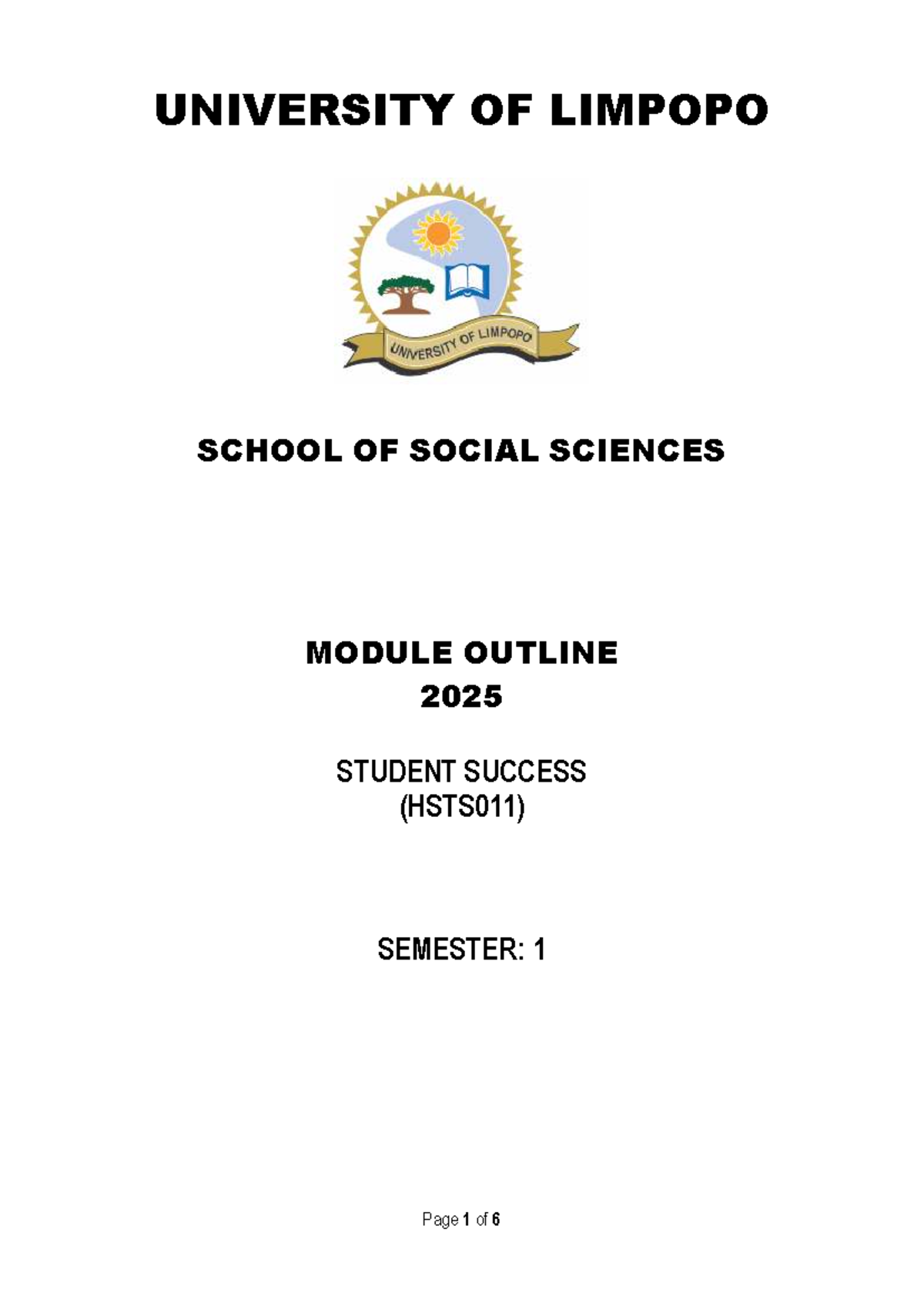 HSTS 011 Student Success Module Outline 2025 - Semester 1 Guide - Studocu