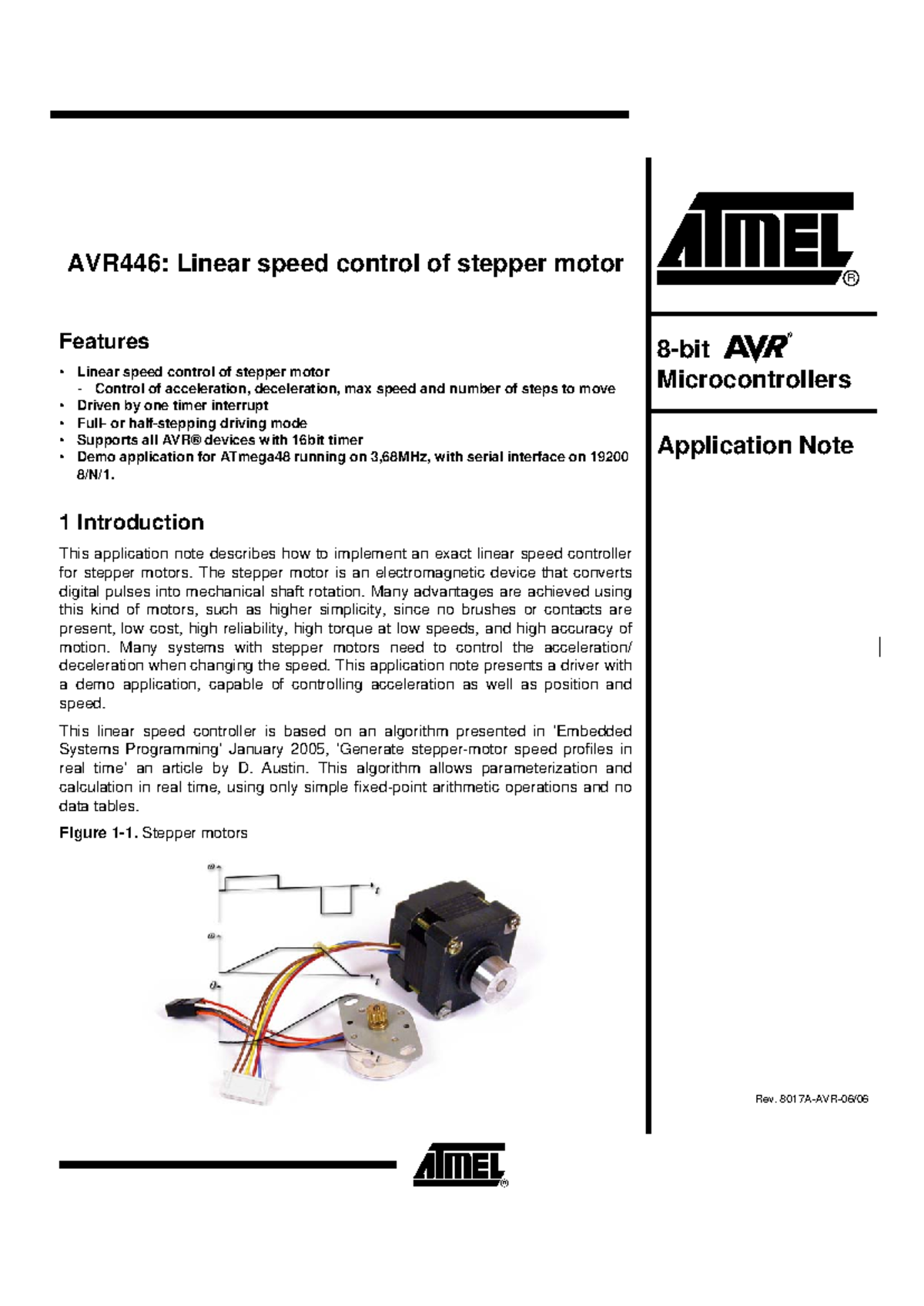 AVR446: Linear Speed Control for Stepper Motors - Application Note ...