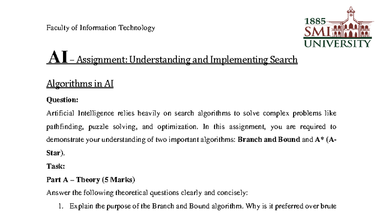 AI Assignment: Understanding Search Algorithms (Branch & Bound, A* ...