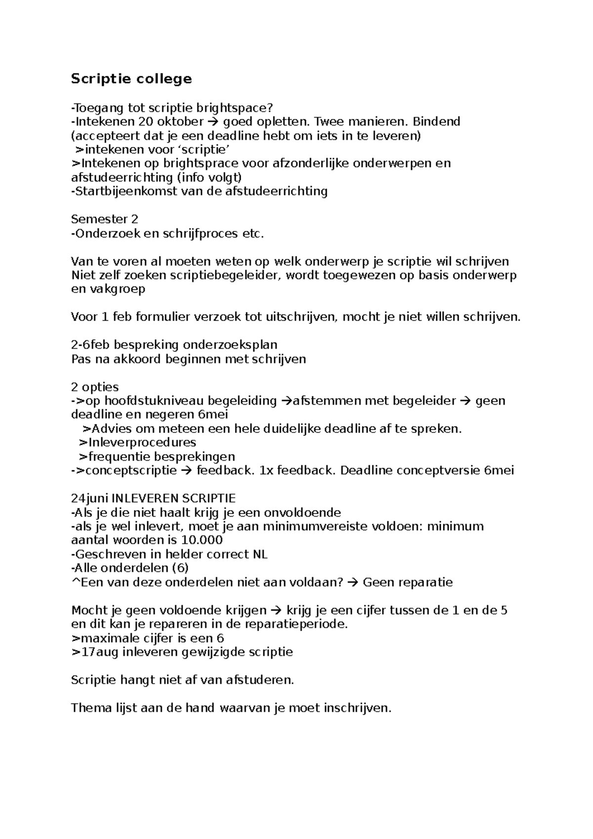 Scriptie College: Instructies en Tips voor Semester 2 (12 ECTS ...
