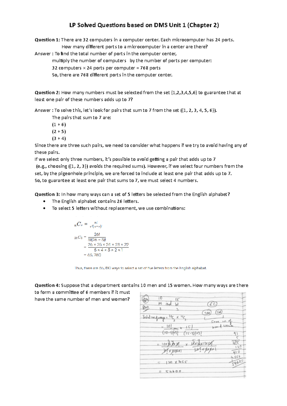 LP Solved Questions for DMS Unit 1 - Chapter 2 Completion Guide - Studocu