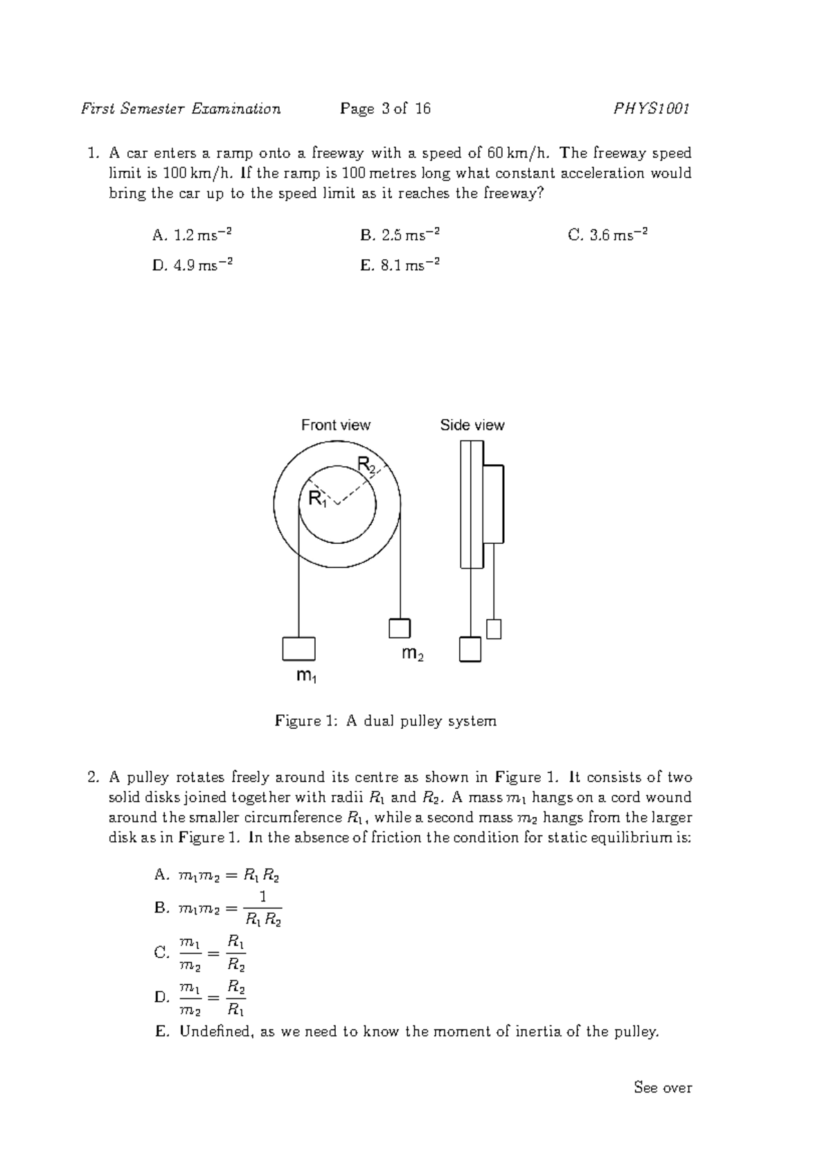Prac Exam 3 - Semester 1: Physics Problem Solutions and Analysis - Studocu