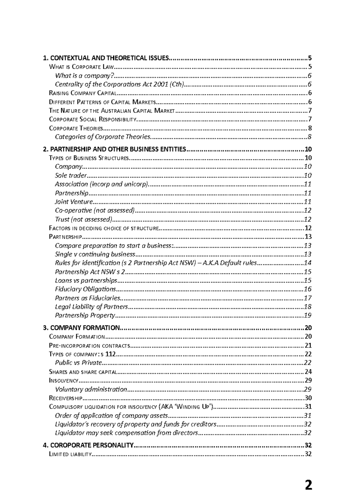 Corporate Law Master Notes: Key Concepts & Theories Overview - Studocu
