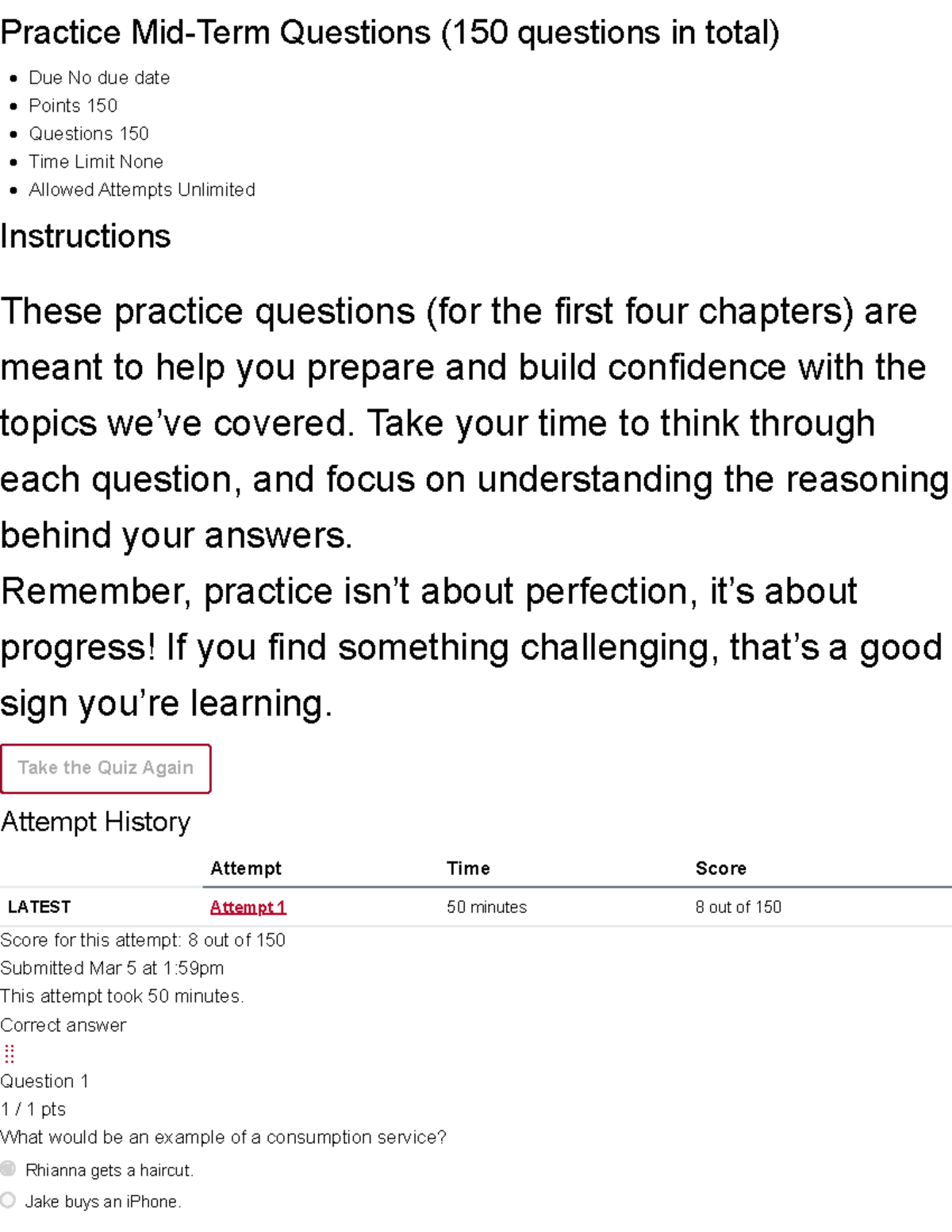 Practice Mid-Term Questions (ECO 101) - 150 Questions Total - Studocu