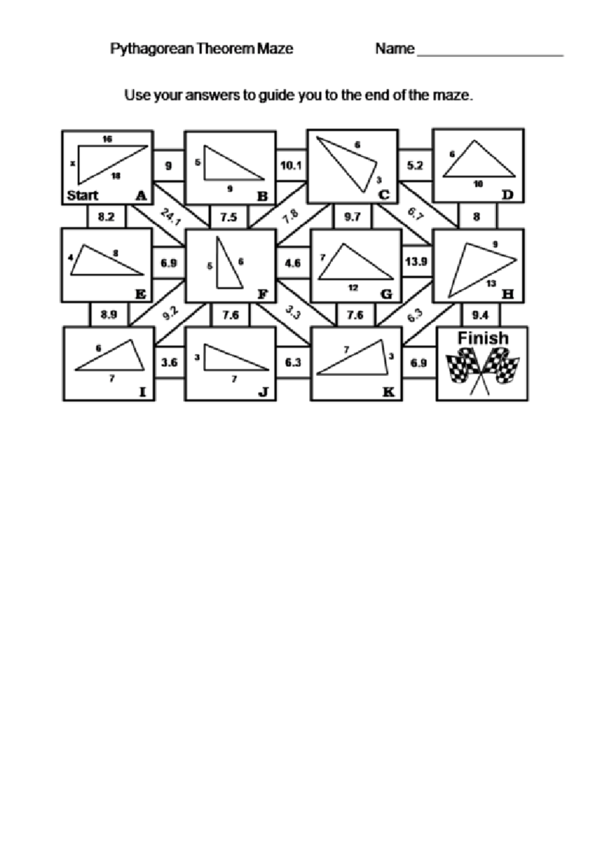 Pythagorean Theorem Maze Activity - Math 70 - Studocu