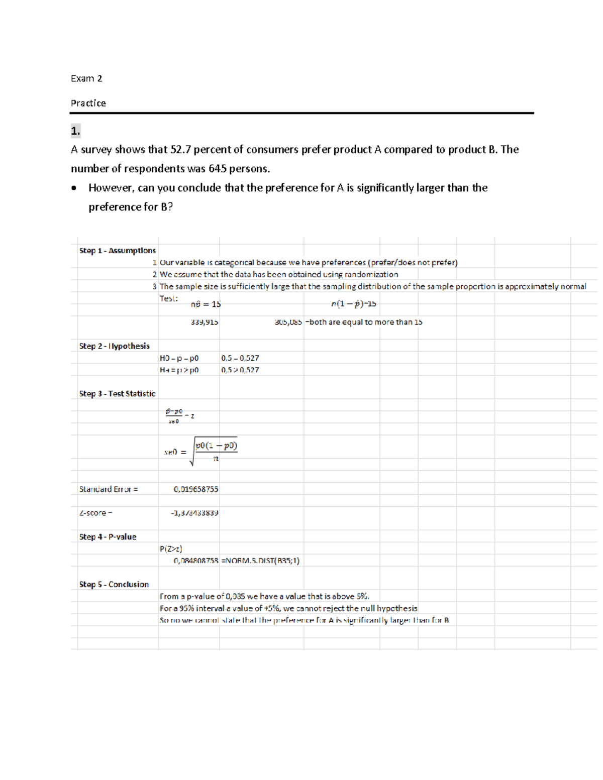 Exam 2 Practice 2015: Questions & Solutions with Statistics Analysis ...