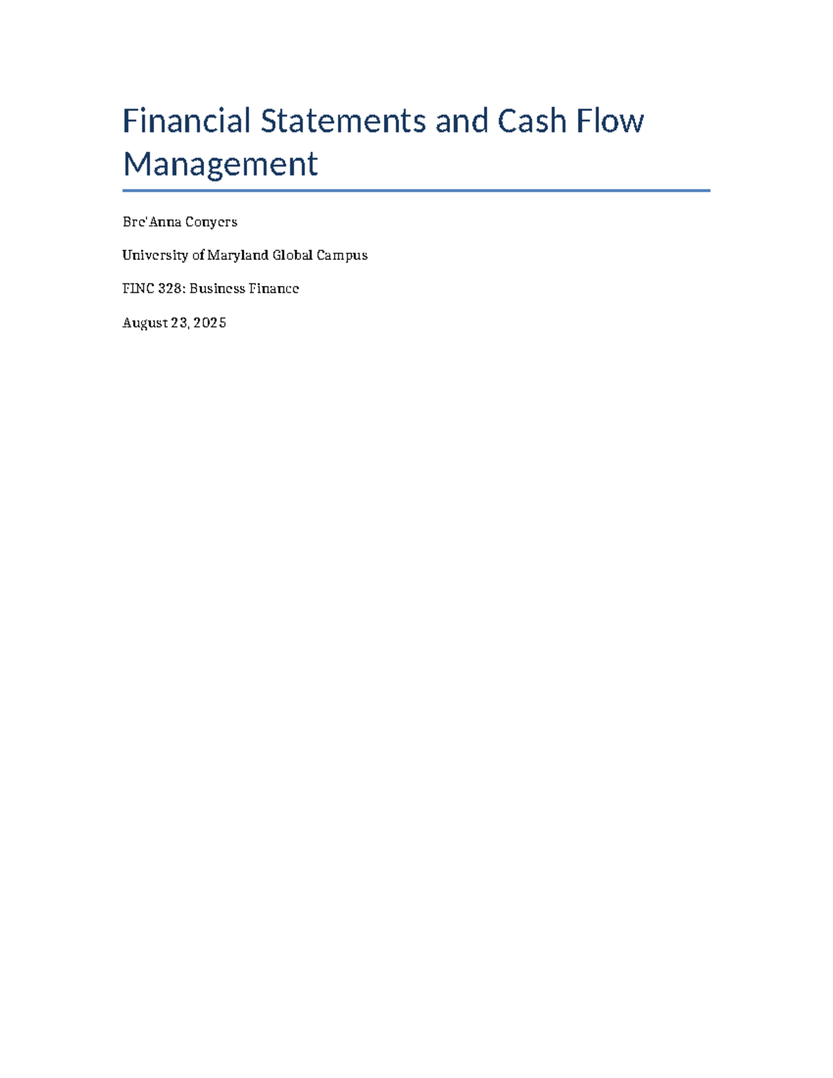 Financial Statements & Cash Flow Management - FINC 328 Notes - Studocu