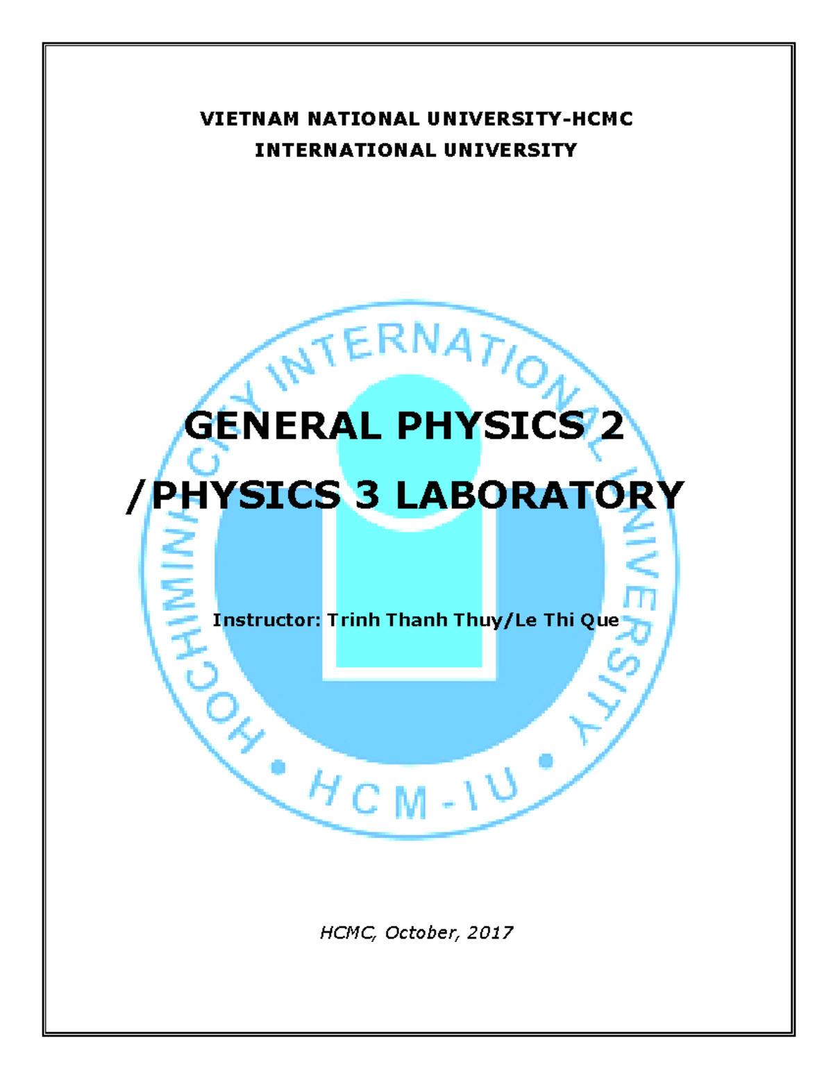 General Physics 2 Laboratory Guide - PHYS 3 Lab Manual - Studocu