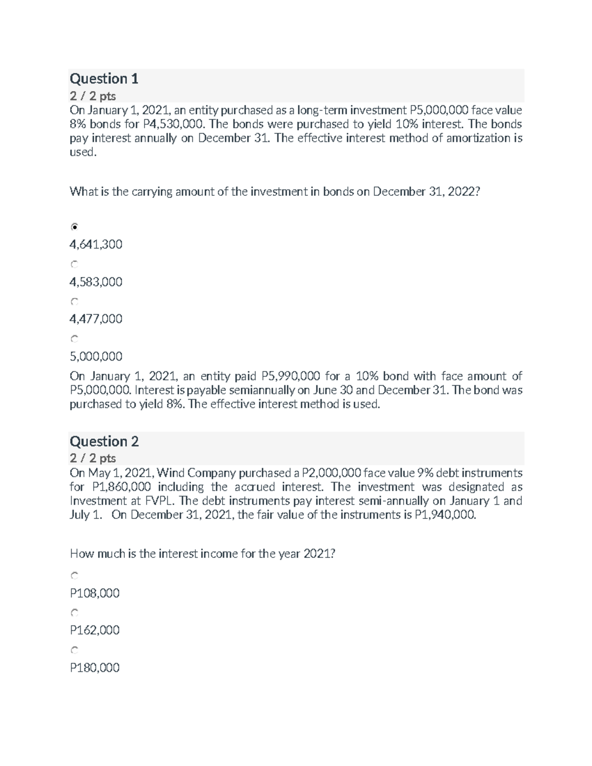 FIN 301: Final Exam Answers on Investment in Bonds and Securities - Studocu