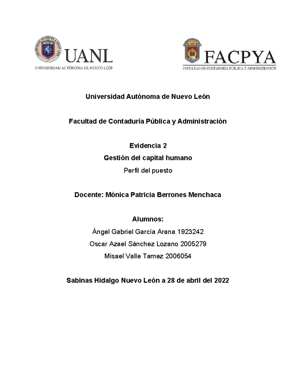 EV2 SS EQ - Evidencia 2 servicio social - UNIVERSIDAD AUTONOMA DE NUEVO ...