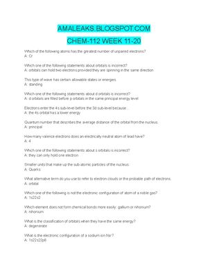 CHEM2122 General Chemistry 2 Remedial Exam WEWO - CHEM2122 GENERAL ...