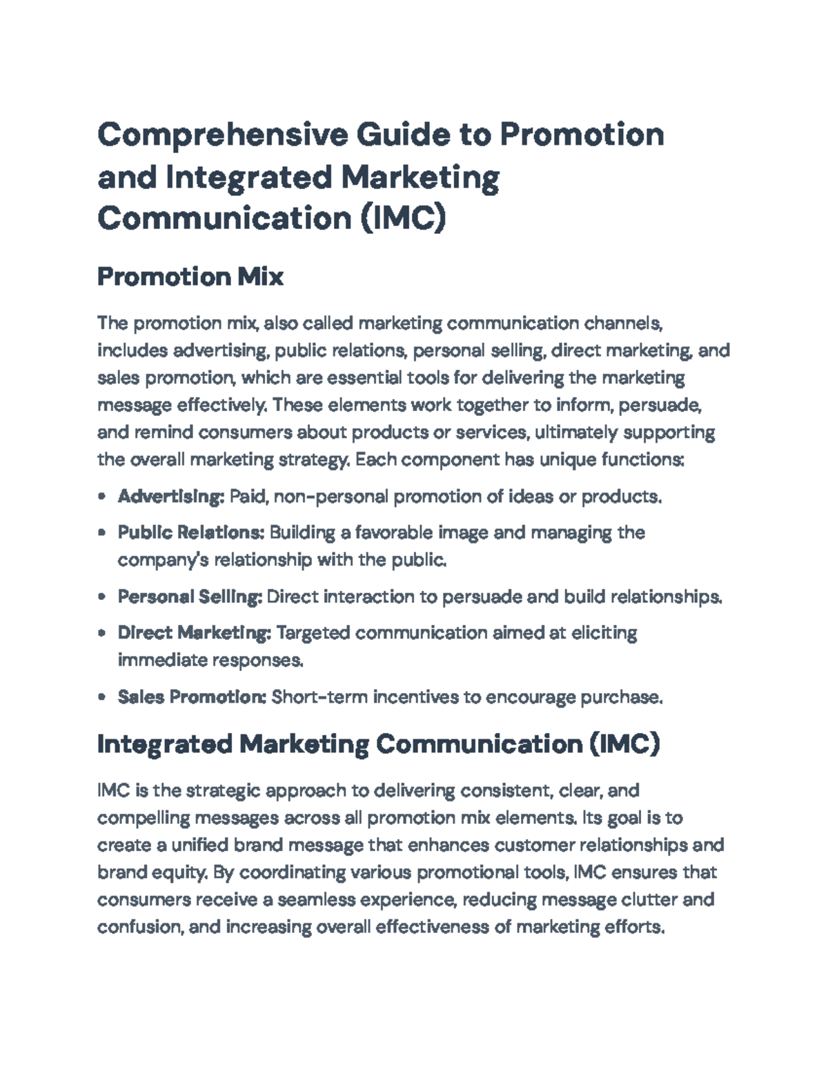 Comprehensive Guide to Promotion and IMC Strategies - Comprehensive ...