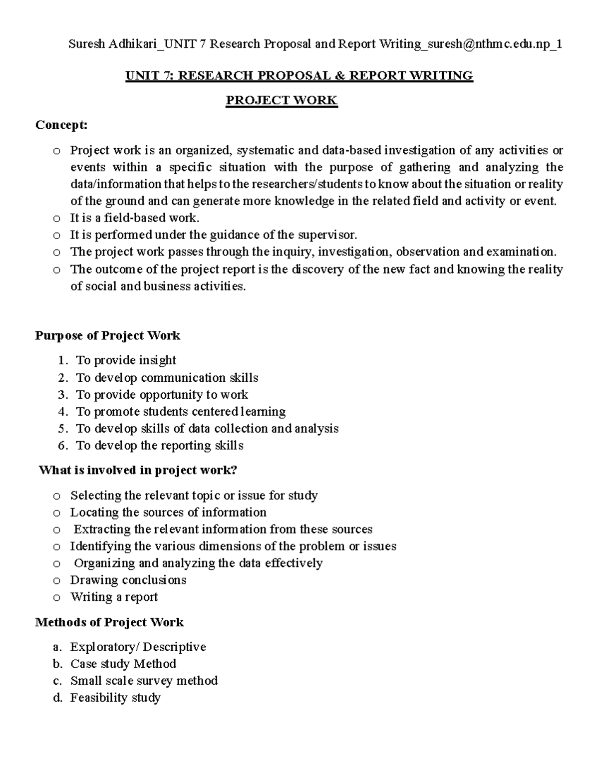 UNIT 7 Research Proposal and Research Writing - UNIT 7: RESEARCH ...